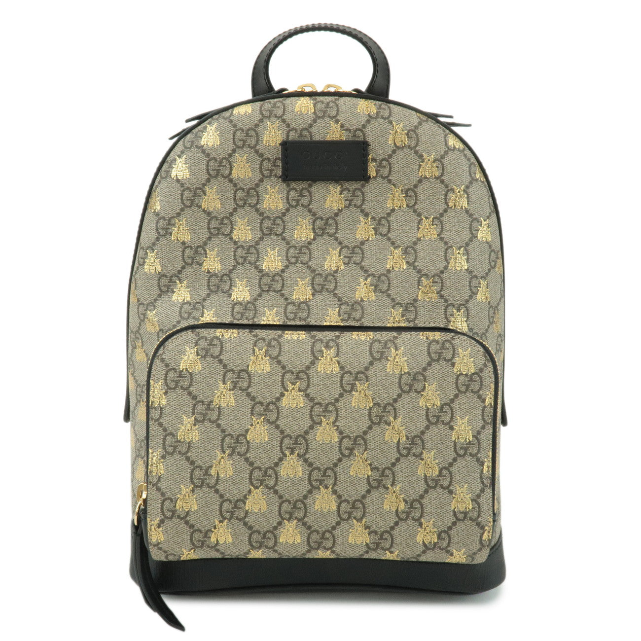 GUCCI-Bee-GG-Supreme-Leather-Backpack-Rucksack-Beige-Black-427042