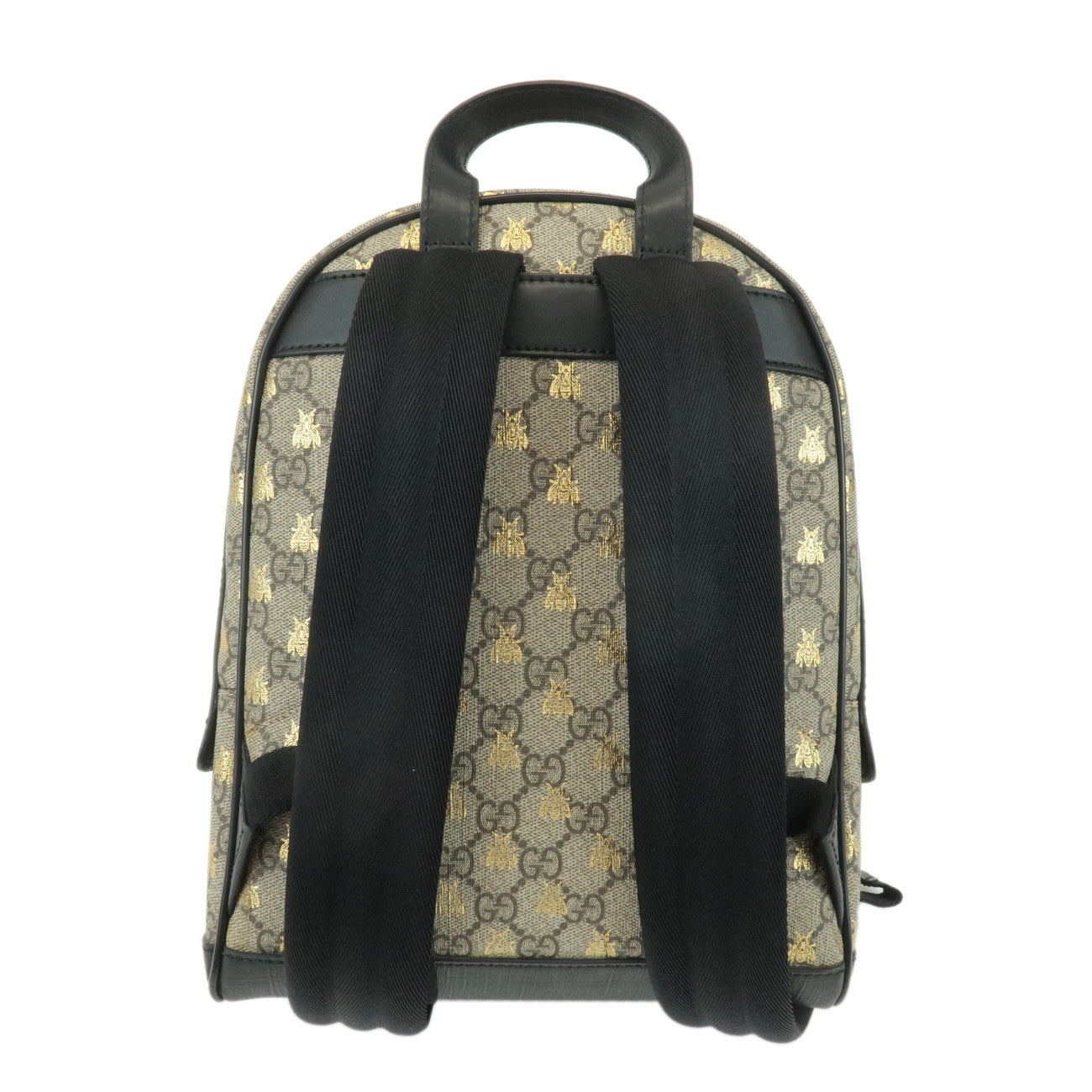 GUCCI Bee GG Supreme Leather Backpack Rucksack Beige Black 427042 Used