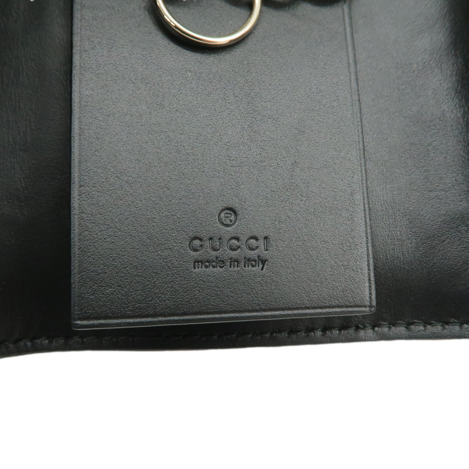 GUCCI Guccissima Leather Ribbon 6 Key Case Black 388682 Used