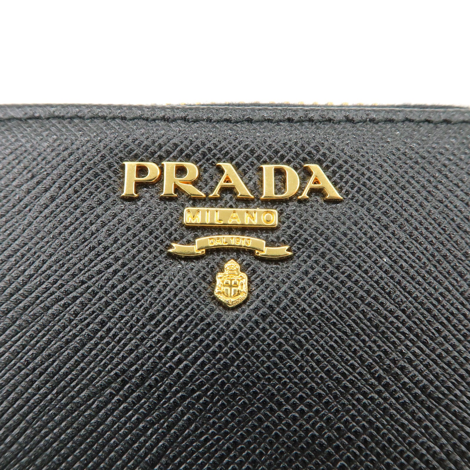 PRADA Saffiano Leather Bi-fold Wallet Compact Wallet Black 1ML522 Used