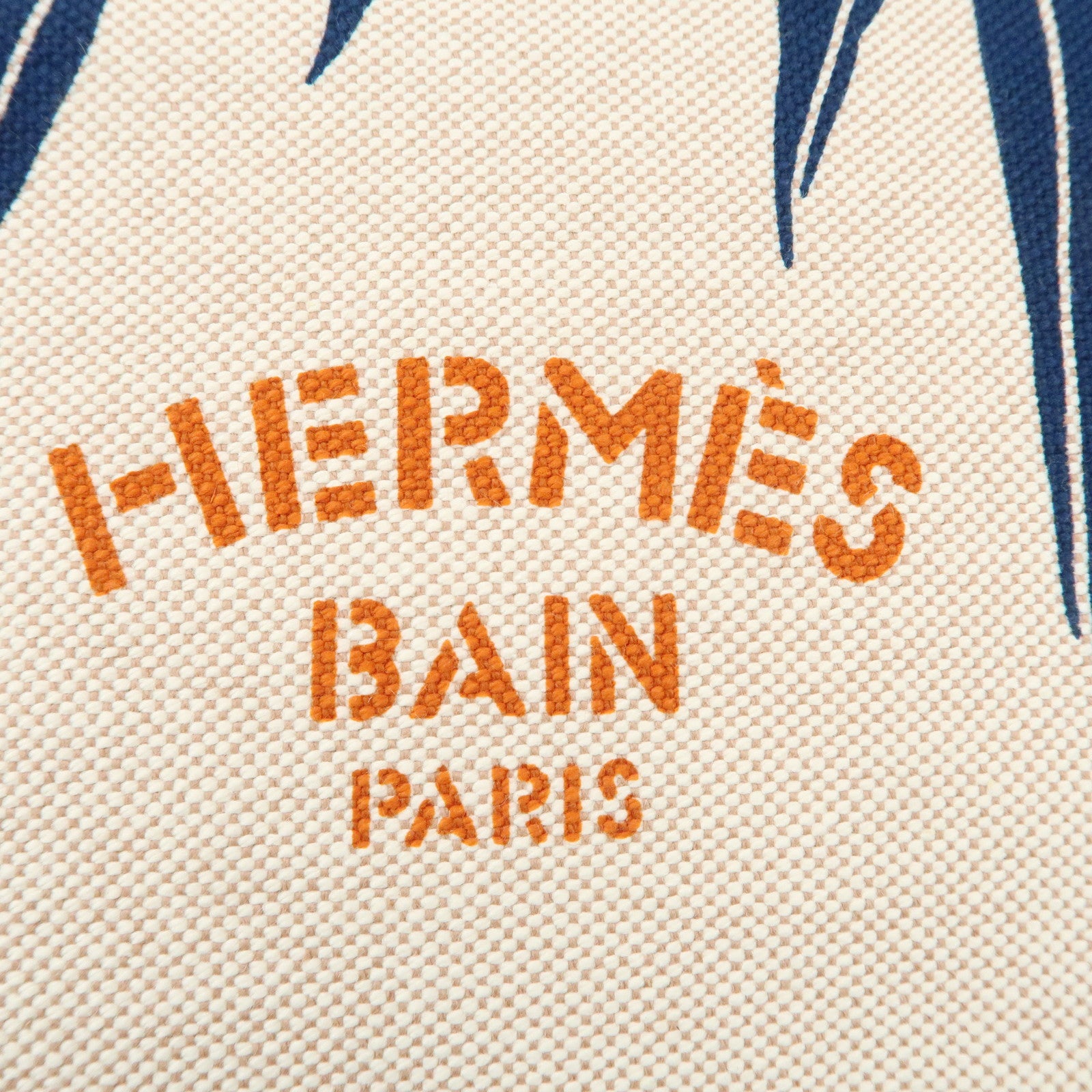 HERMES Cotton Jin et Leo Flat Pouch Beige Orange Navy H103581M Used