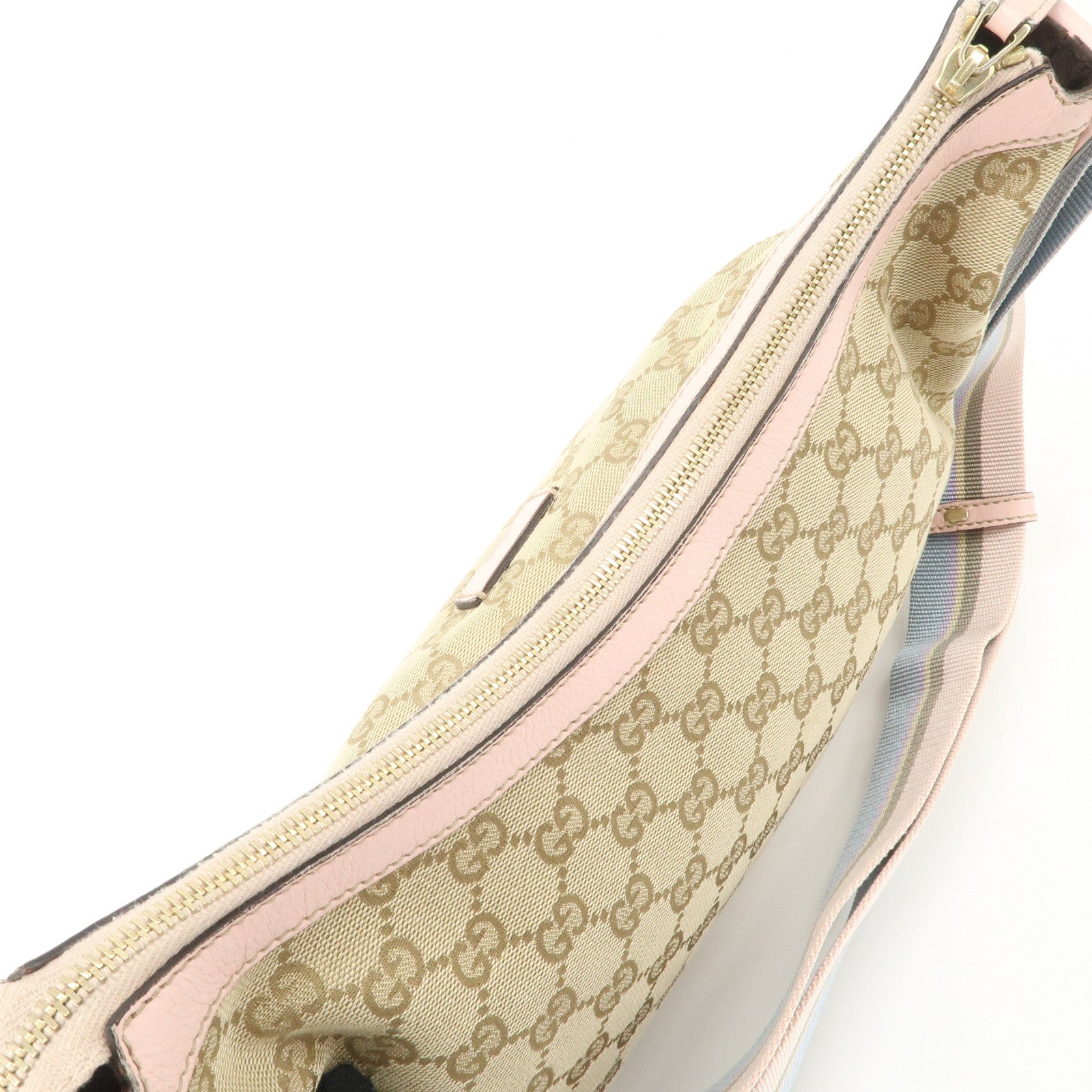 GUCCI GG Canvas Leather Shoulder Bag Crossbody Bag Beige Pink 181092