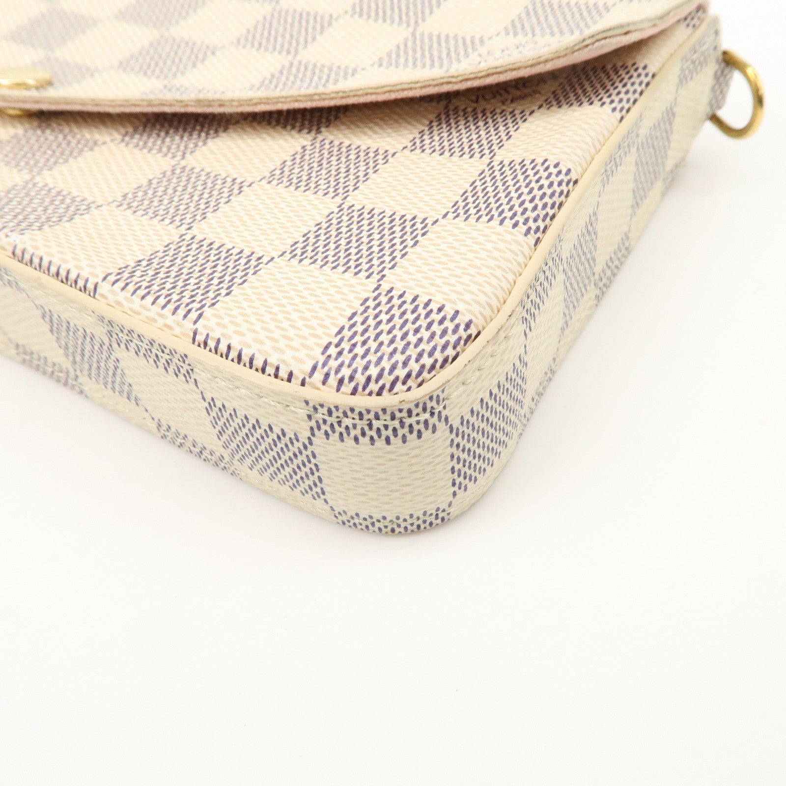 Louis Vuitton Damier Azur Pochette Félicie Clutch Bag Ivory N63106 Used