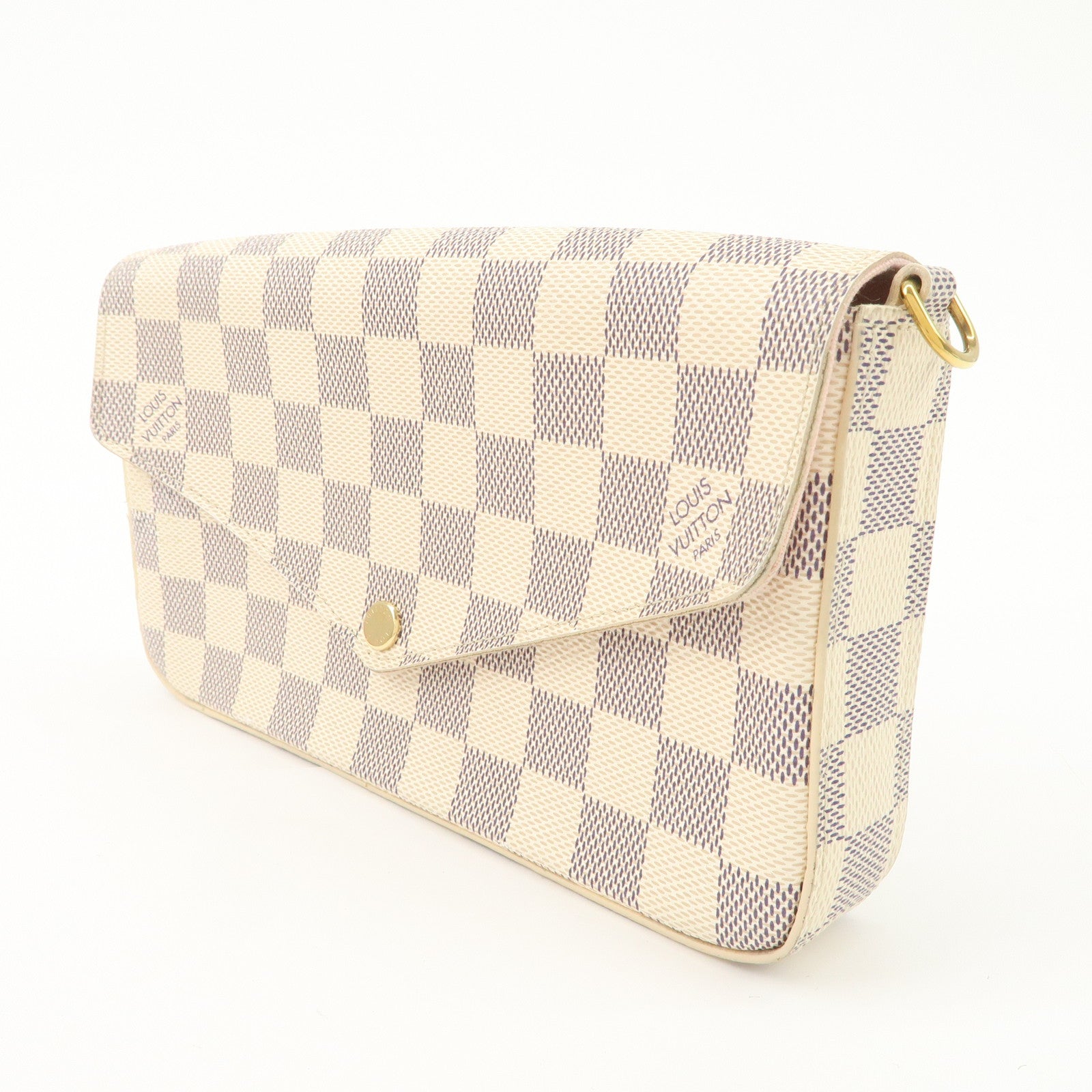 Louis Vuitton Damier Azur Pochette Félicie Clutch Bag Ivory N63106 Used