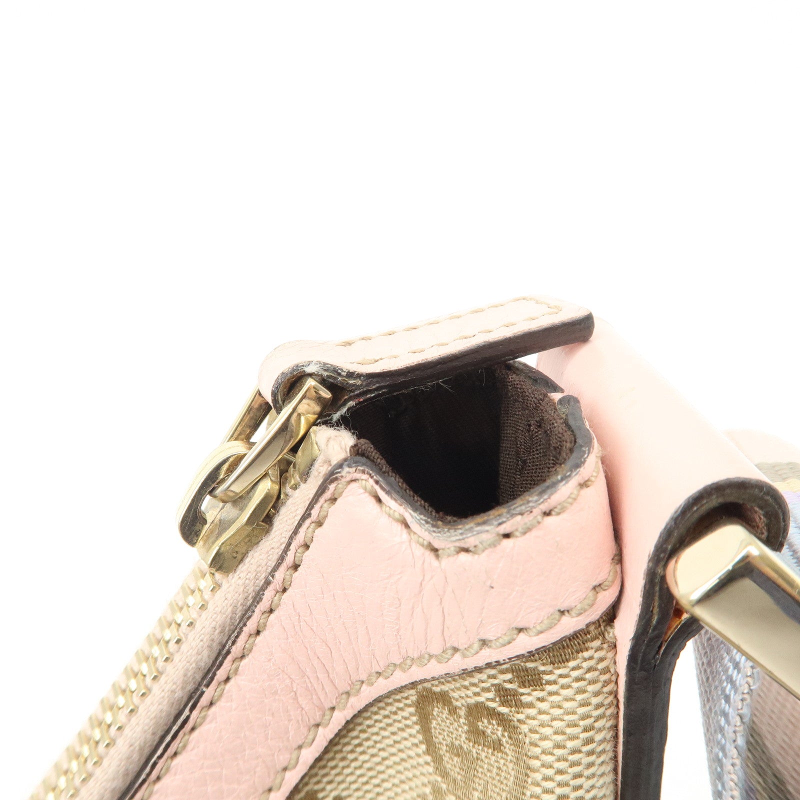 GUCCI GG Canvas Leather Shoulder Bag Crossbody Bag Beige Pink 181092