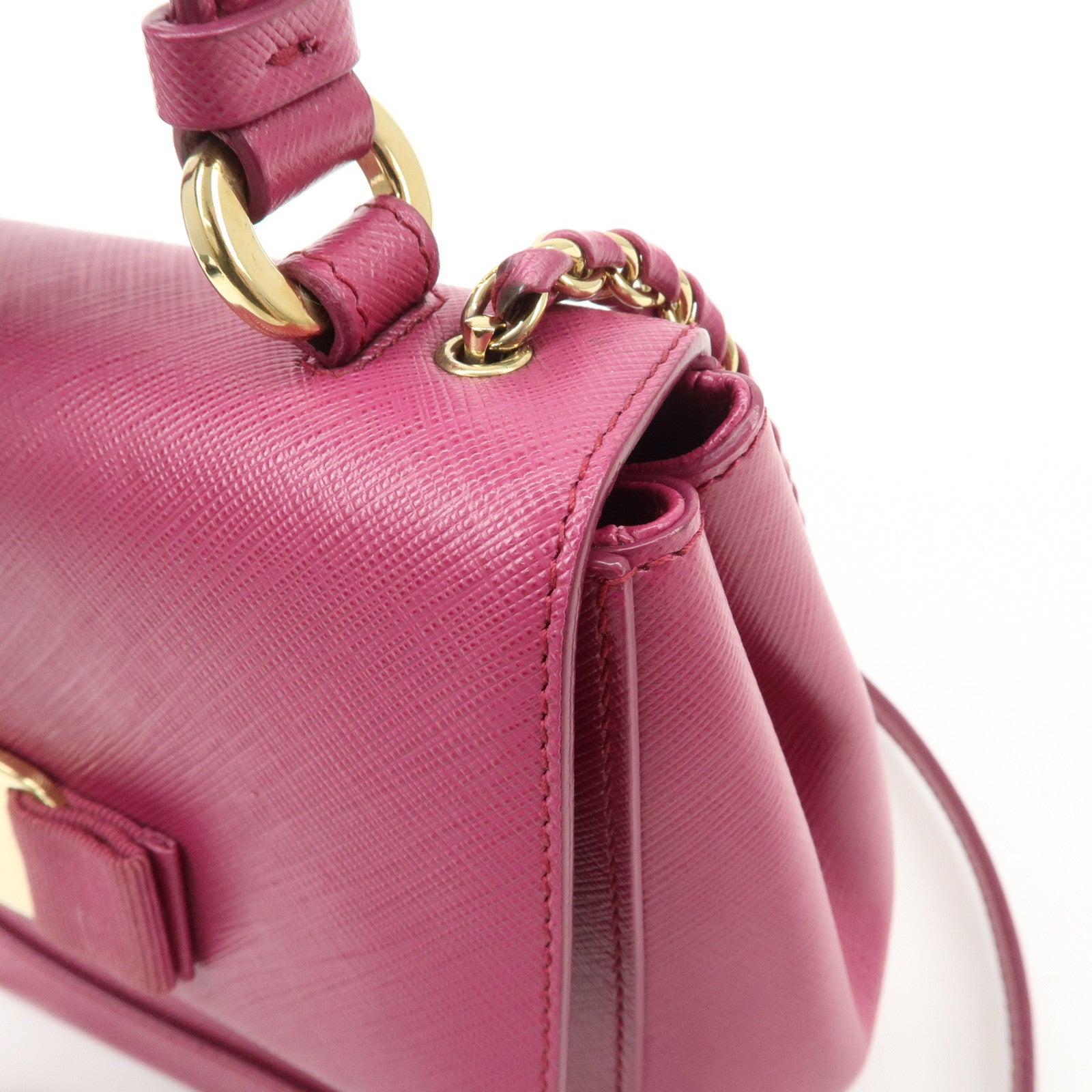 Ferragamo Vara Ribbon Leather 2Way Hand Bag Pink