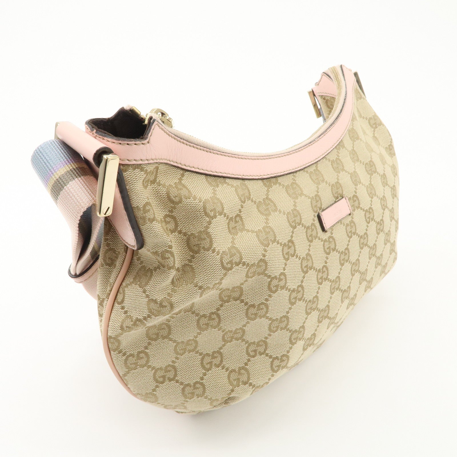 GUCCI GG Canvas Leather Shoulder Bag Crossbody Bag Beige Pink 181092