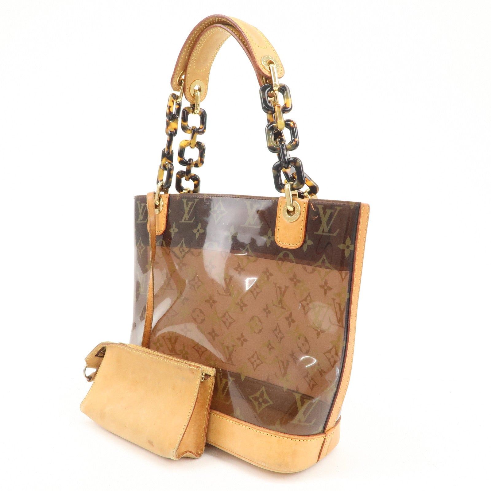 Louis Vuitton Monogram Vinyl Cabas Ambre PM Tote Bag Clear Brown M92502 Used