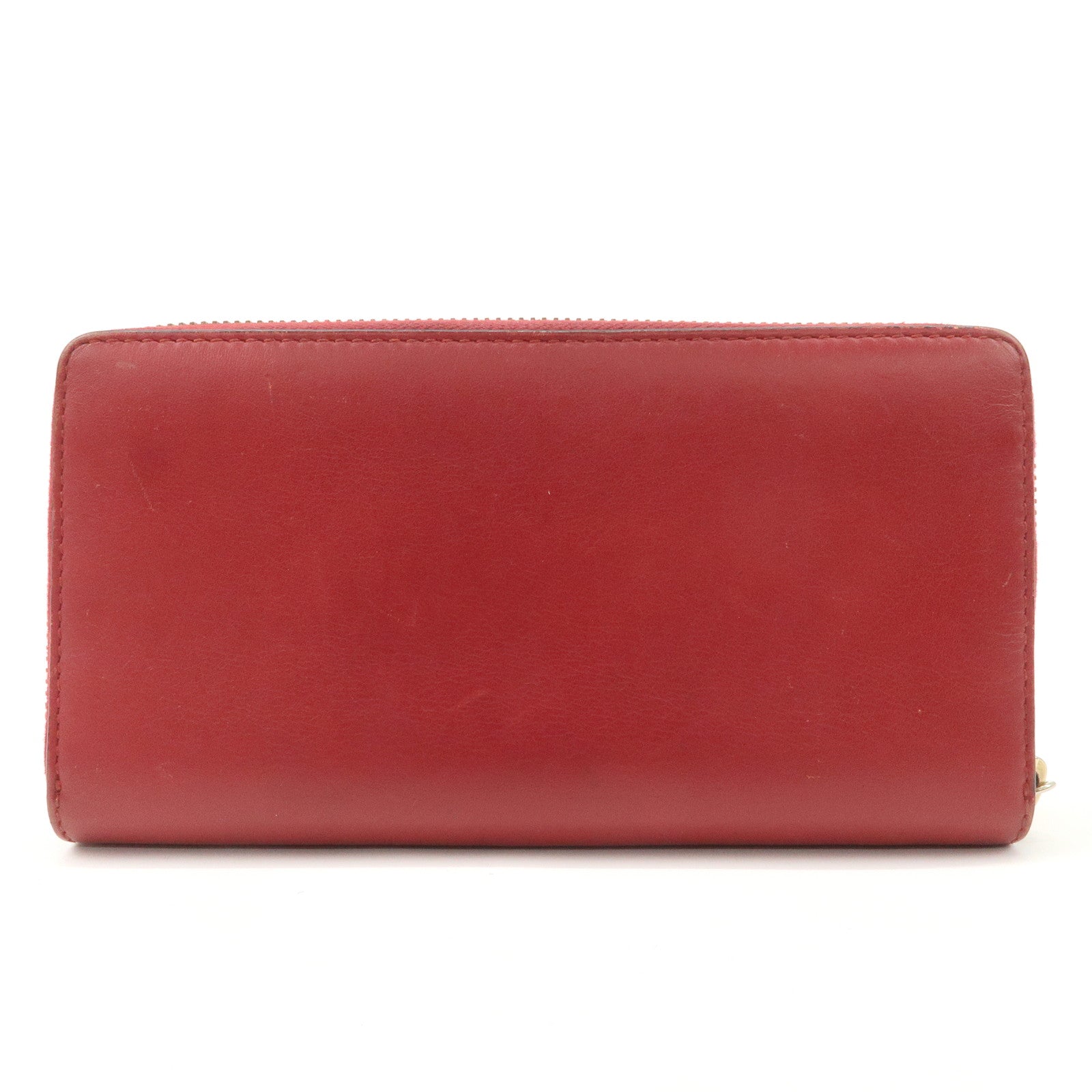 GUCCI Bamboo Leather Round Zippy Wallet Long Wallet Red