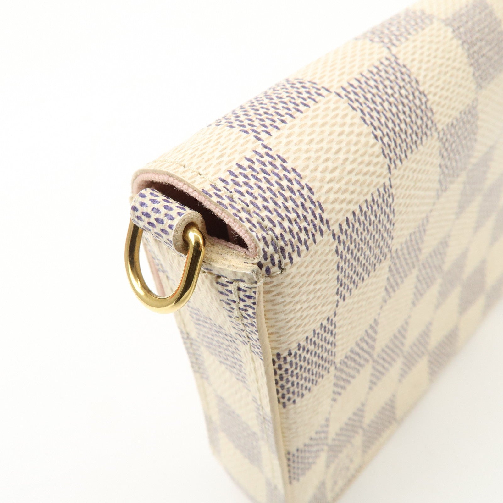 Louis Vuitton Damier Azur Pochette Félicie Clutch Bag Ivory N63106 Used