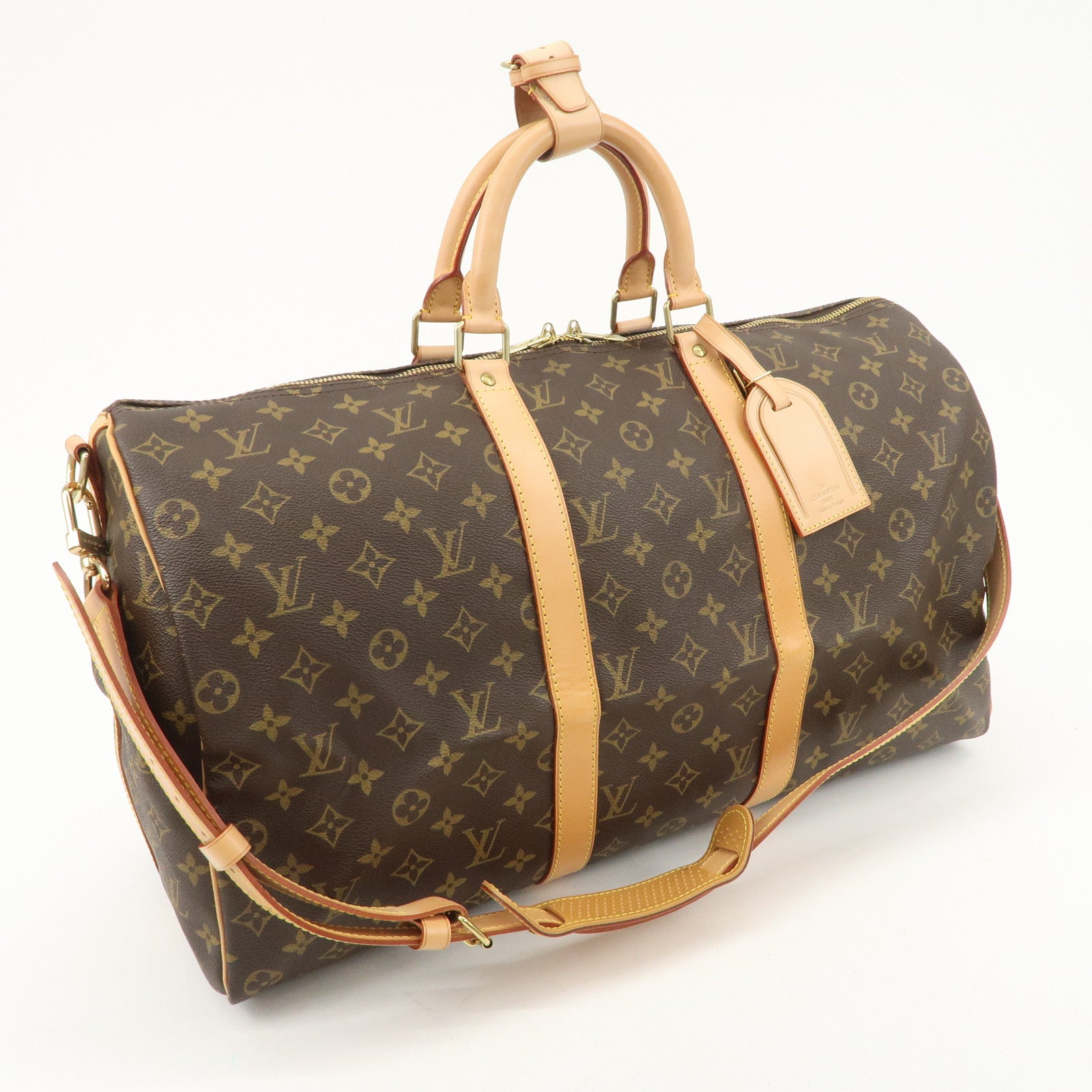 Louis Vuitton Monogram Keep All Bandouliere 50 Boston Bag Brown M41416 Used