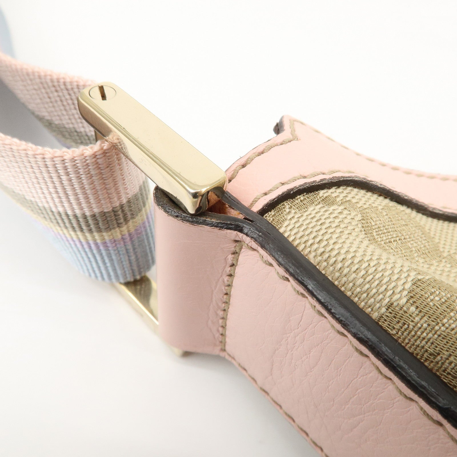 GUCCI GG Canvas Leather Shoulder Bag Crossbody Bag Beige Pink 181092