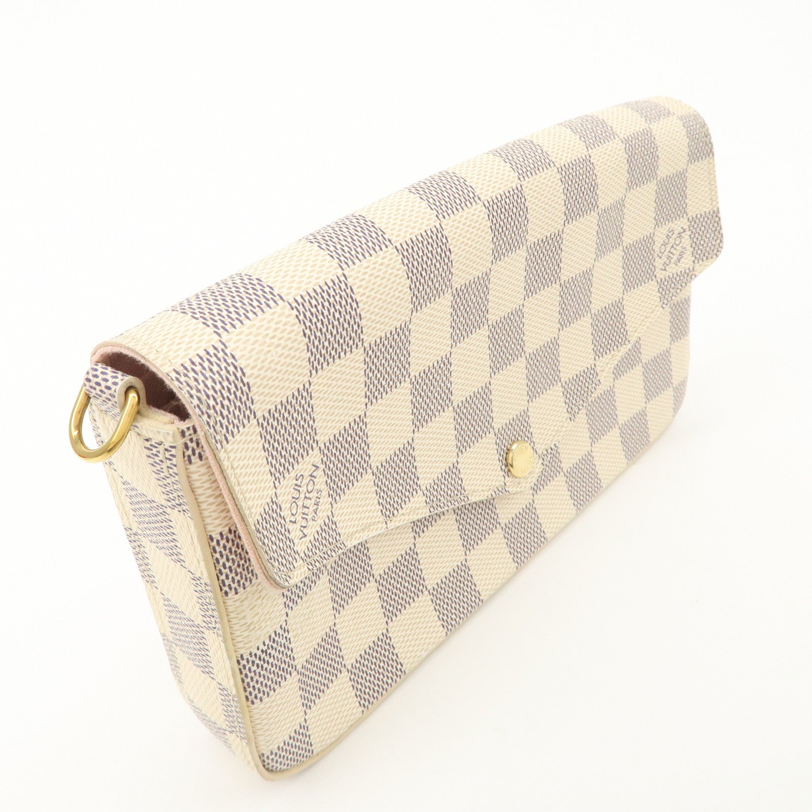 Louis Vuitton Damier Azur Pochette Félicie Clutch Bag Ivory N63106 Used