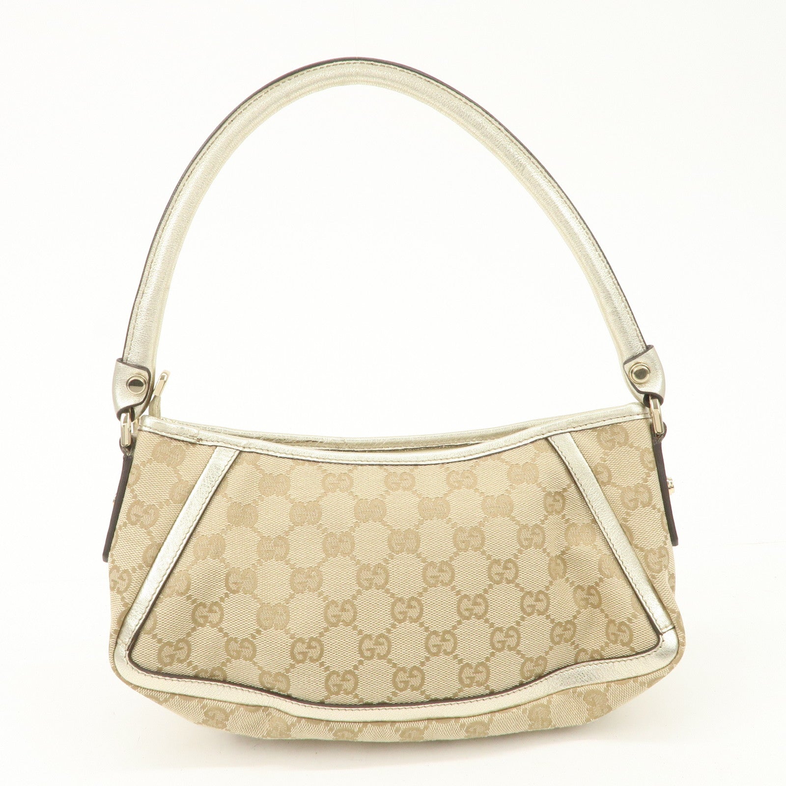 GUCCI Abbey GG Canvas Leather Shoulder Bag Beige Ivory 130939 Used