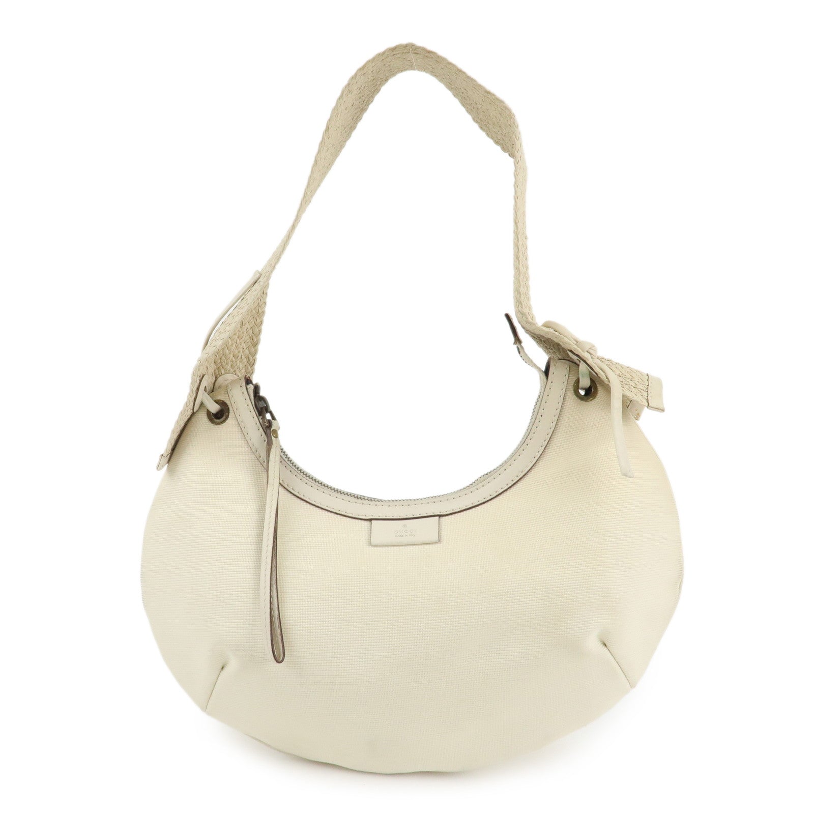 GUCCI Canvas Leather Hobo Bag Shoulder Bag Hand Bag Ivory 106293