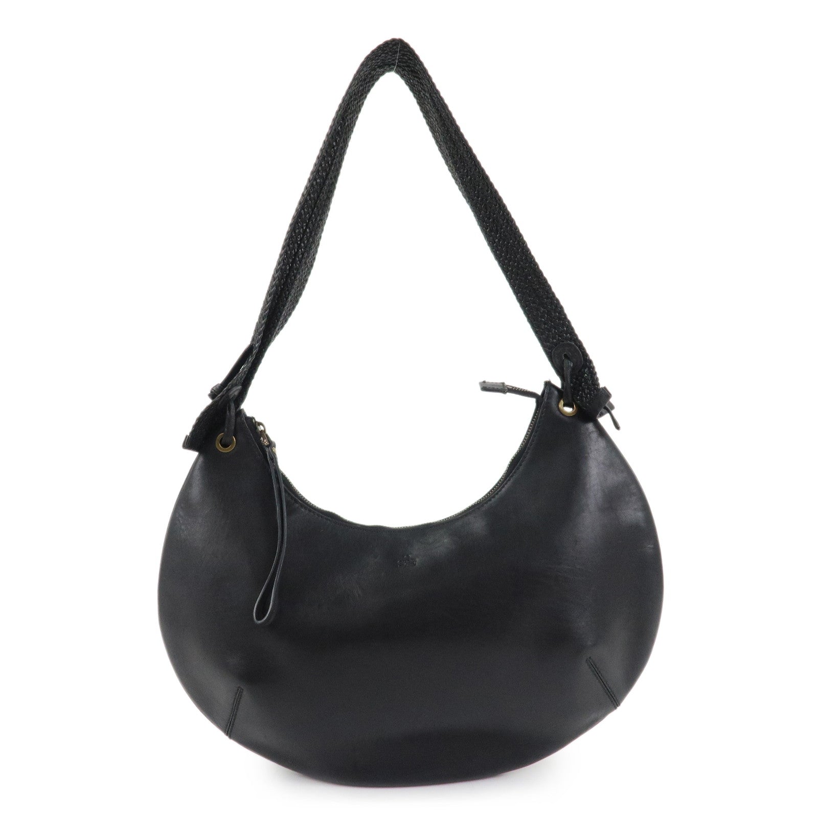 GUCCI Logo Leather Hobo Bag Shoulder Bag Hand Bag Black 204990