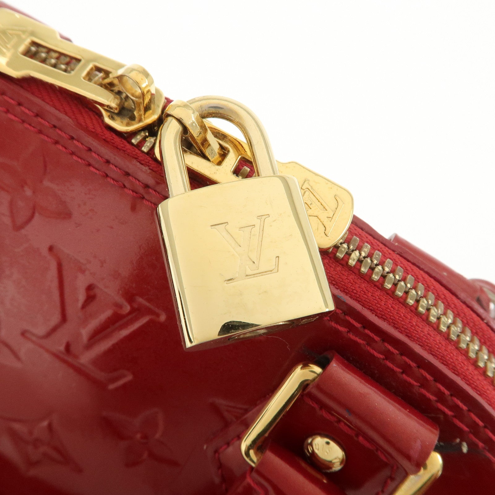 Louis Vuitton Monogram Vernis Alma BB 2Way Shoulder Bag Cerise M90174 Used