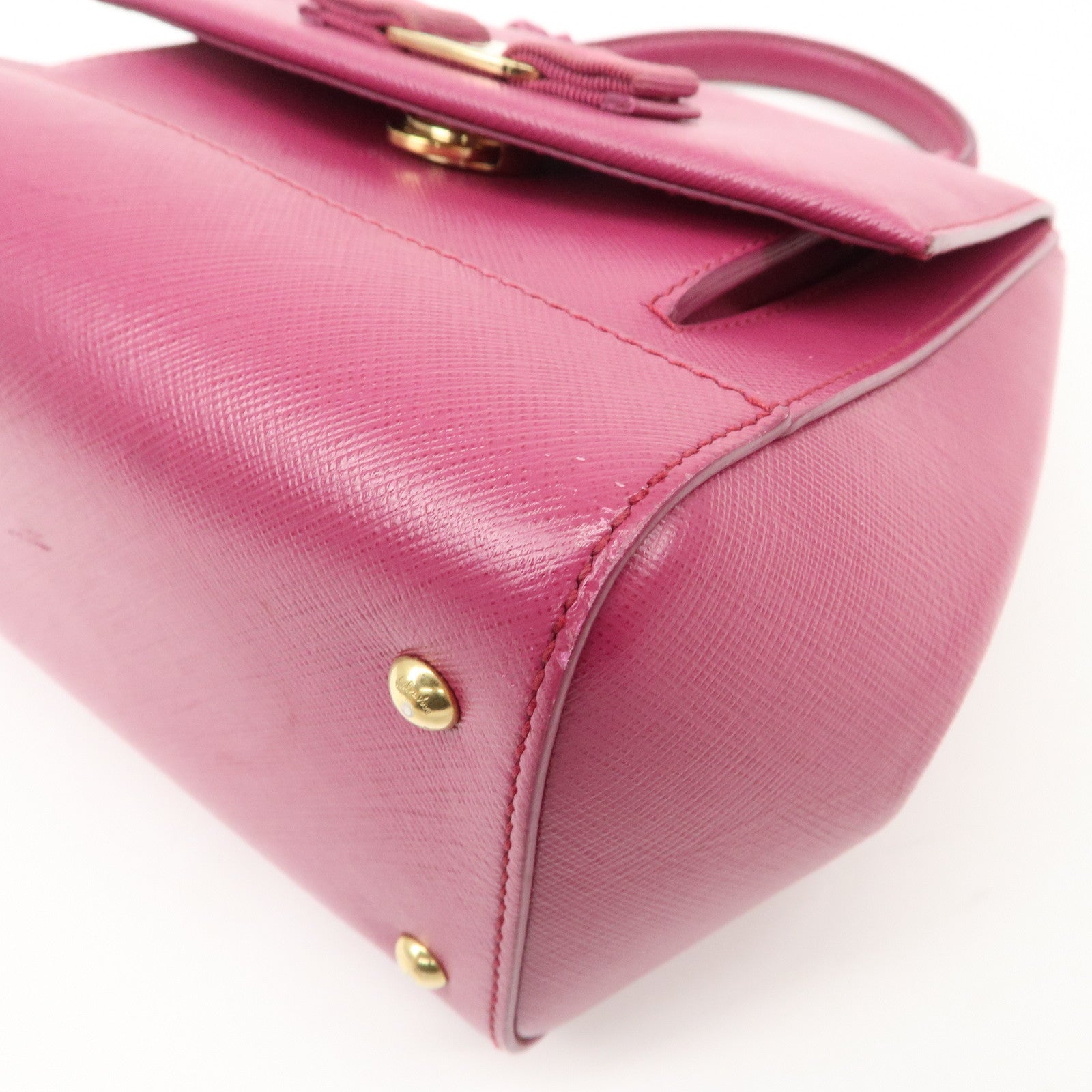 Ferragamo Vara Ribbon Leather 2Way Hand Bag Pink