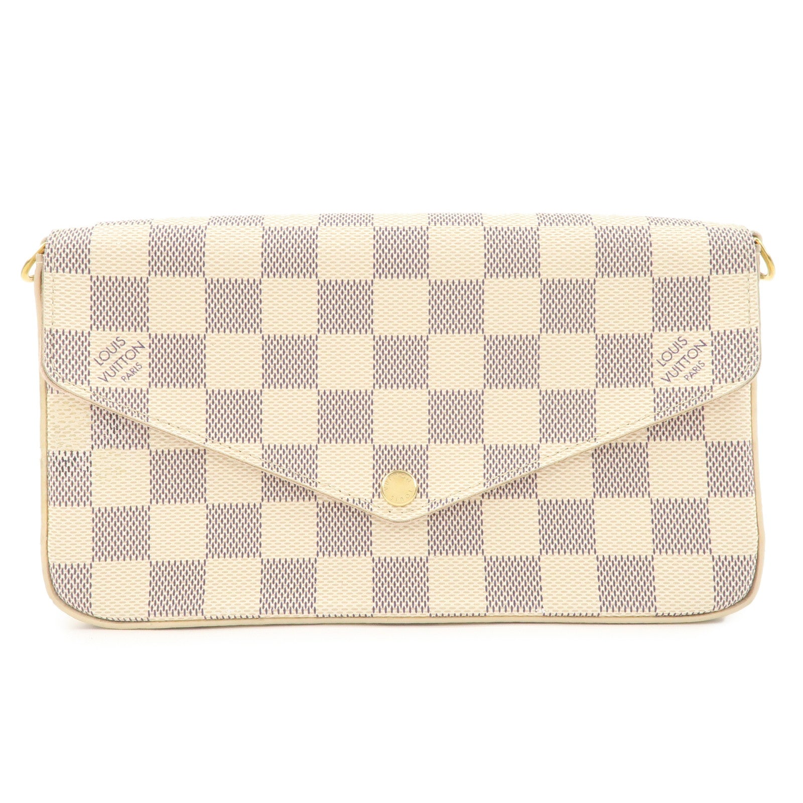 Louis Vuitton Damier Azur Pochette Félicie Clutch Bag Ivory N63106 Used