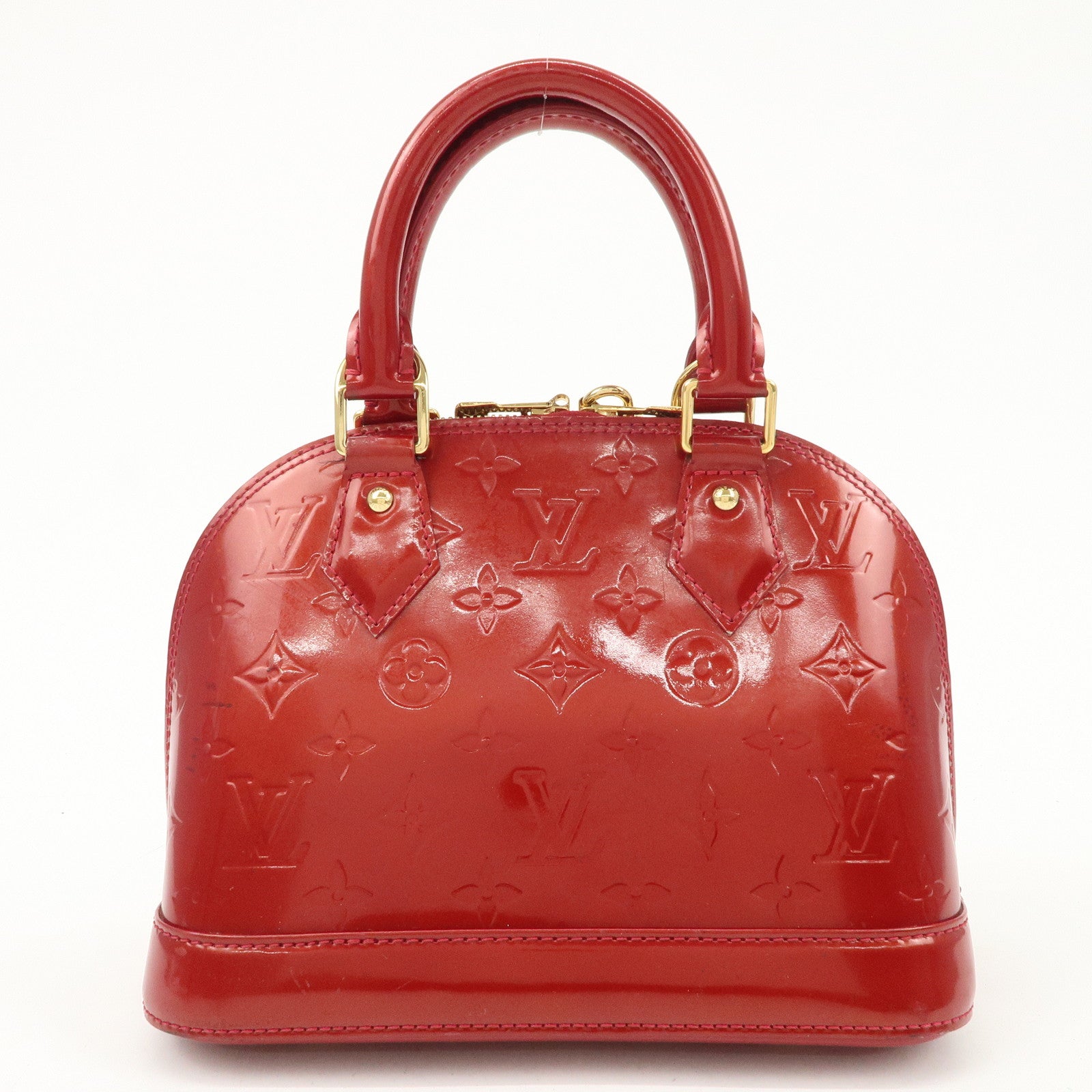 Louis Vuitton Monogram Vernis Alma BB 2Way Shoulder Bag Cerise M90174 Used