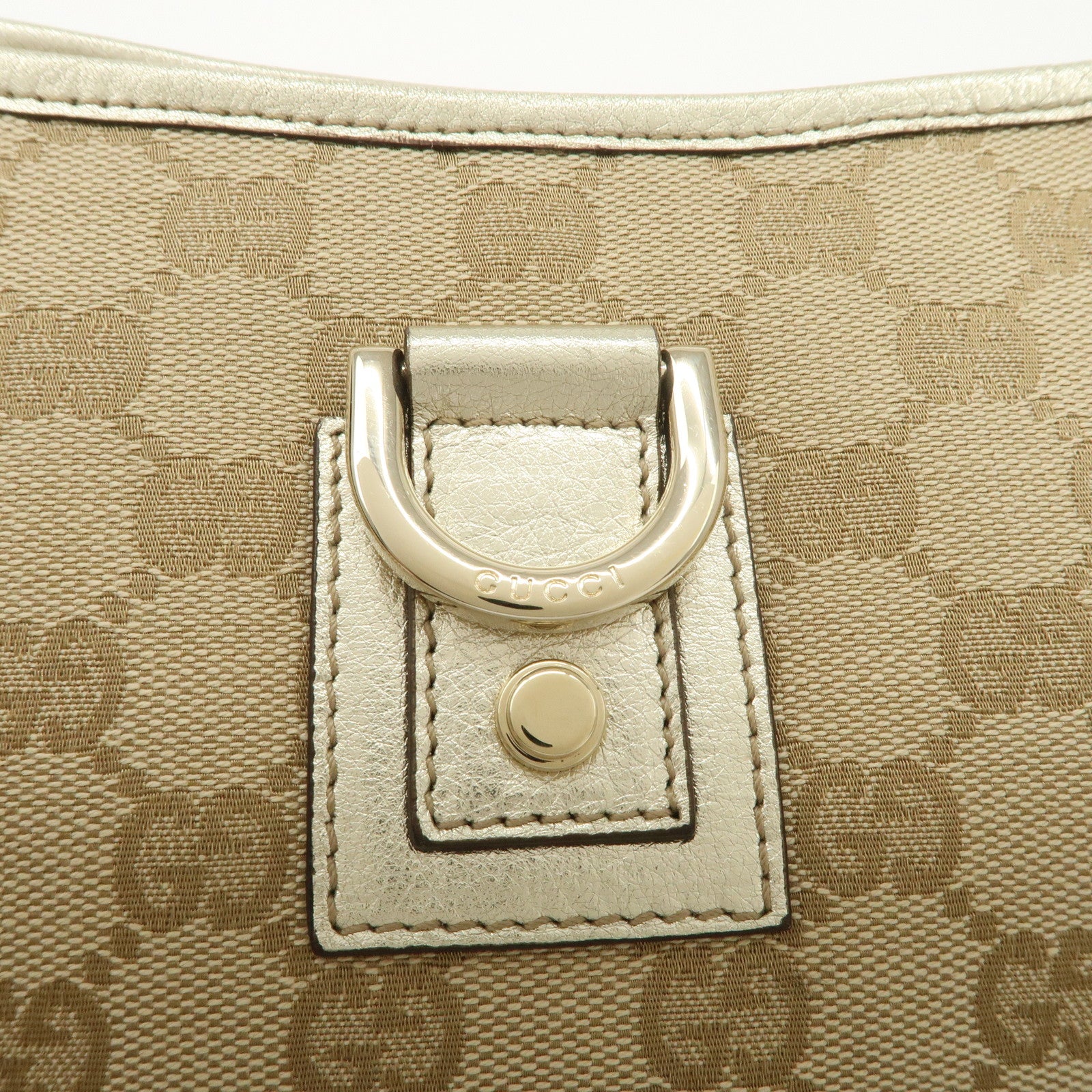 GUCCI Abbey GG Canvas Leather Shoulder Bag  Beige Ivory 130939