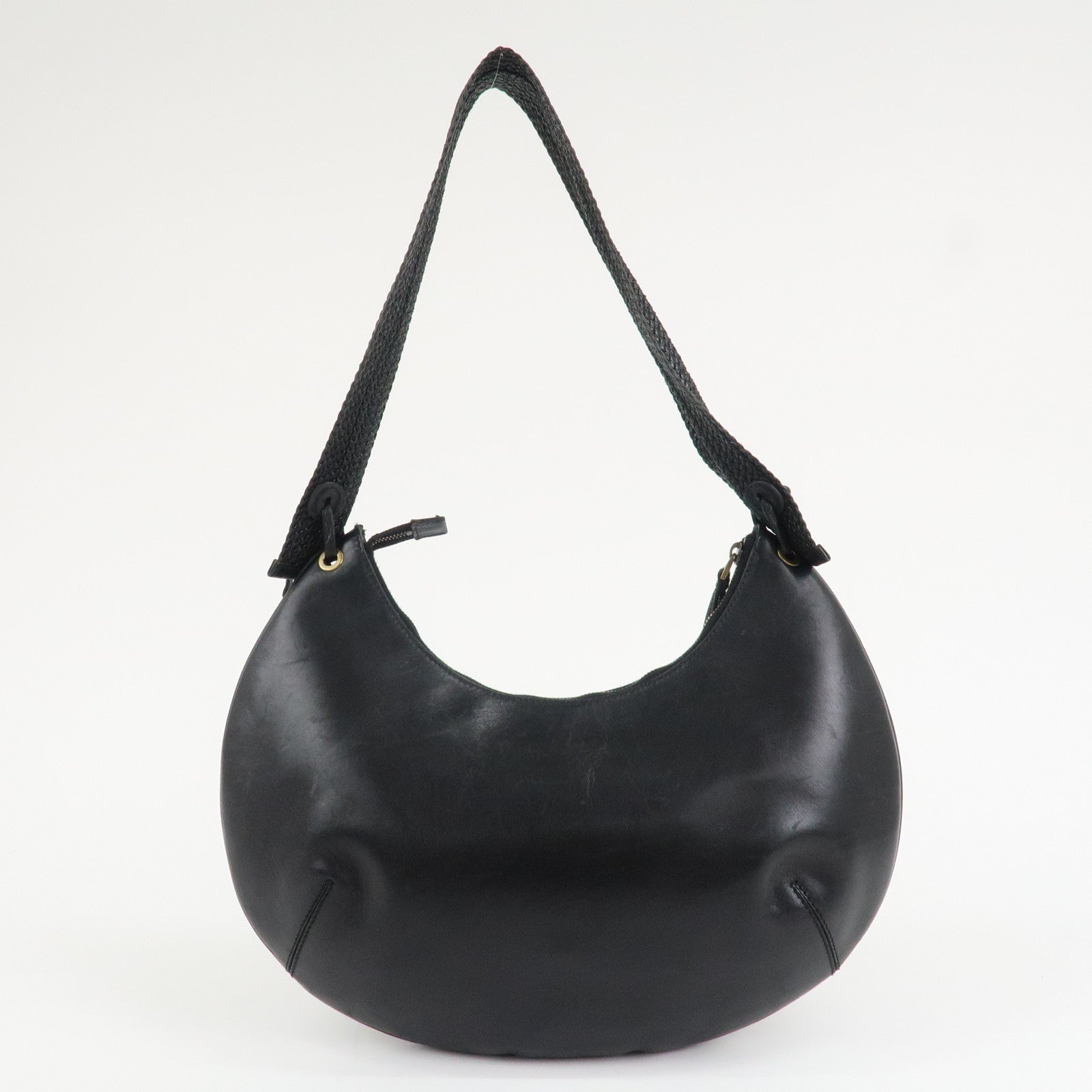 GUCCI Logo Leather Hobo Bag Shoulder Bag Hand Bag Black 204990 Used