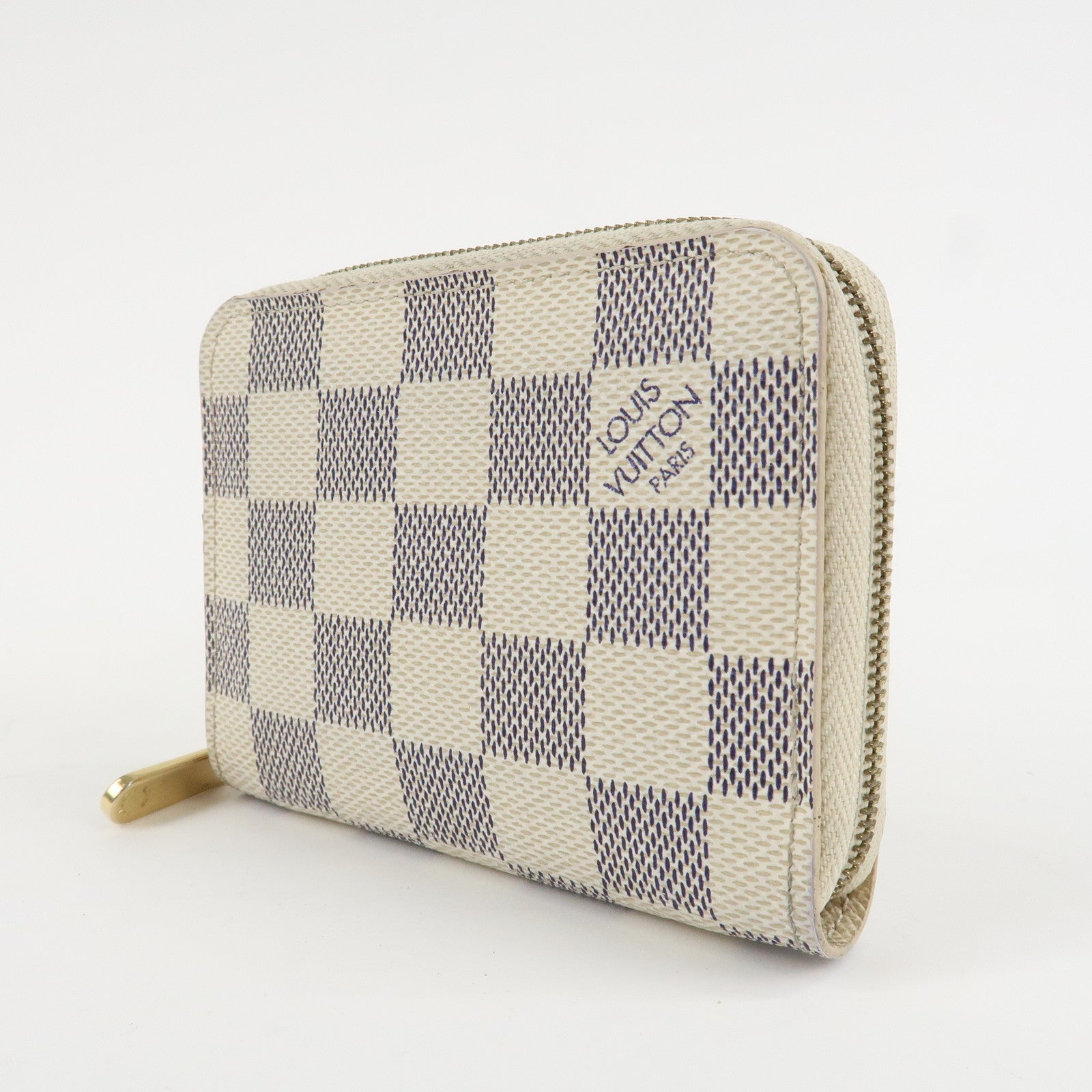 Louis Vuitton Damier Azur Zippy Coin Purse Coin Case Ivory N63069 Used