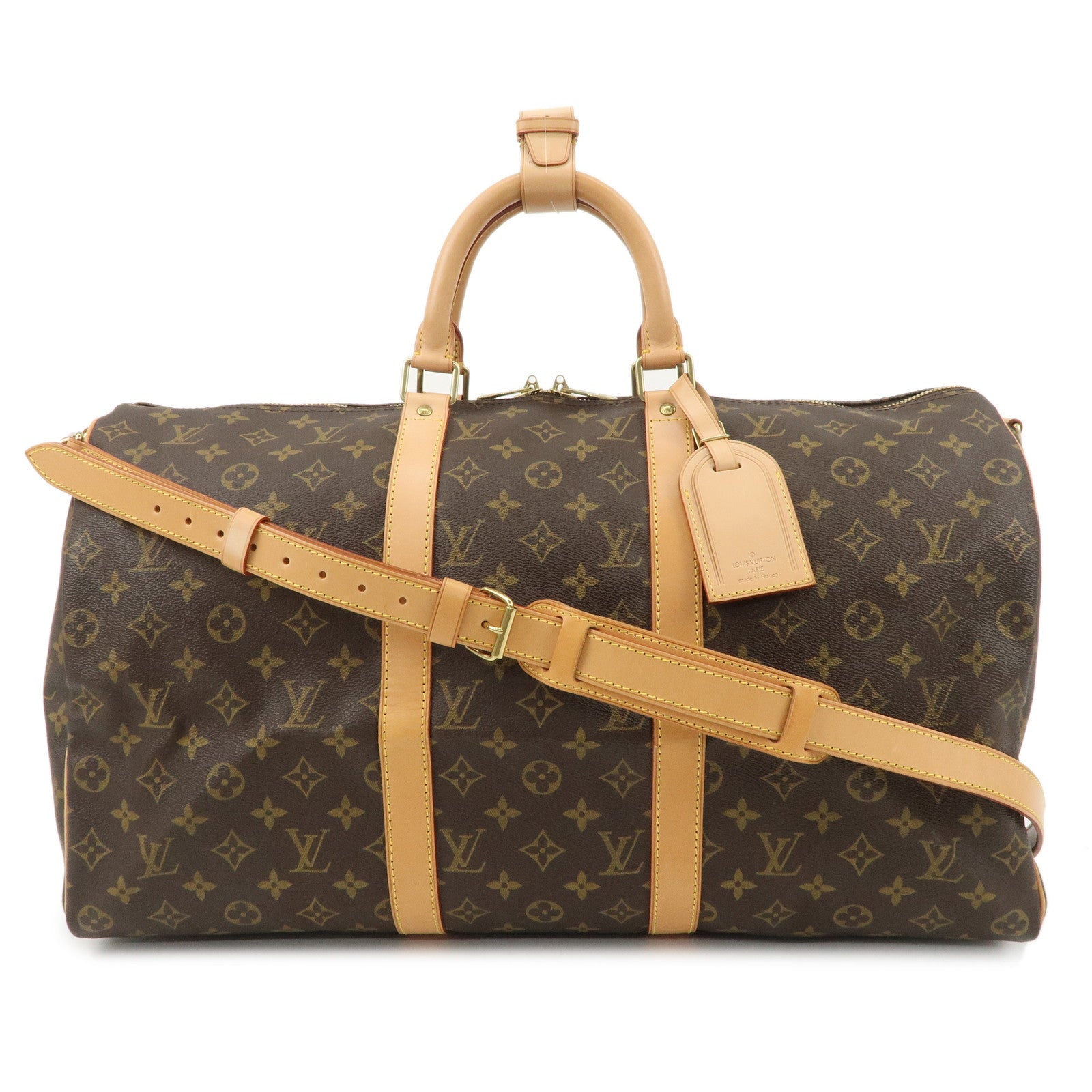 Louis Vuitton Monogram Keep All Bandouliere 50 Boston Bag Brown M41416 Used