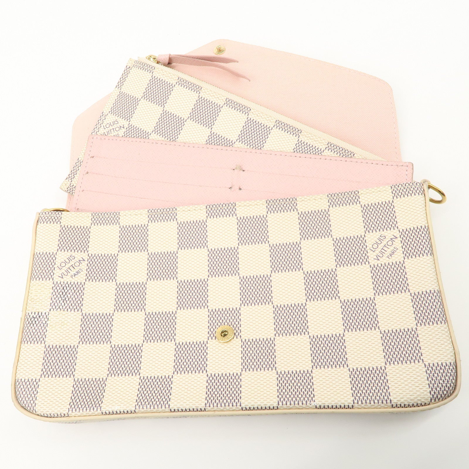 Louis Vuitton Damier Azur Pochette Félicie Clutch Bag Ivory N63106 Used