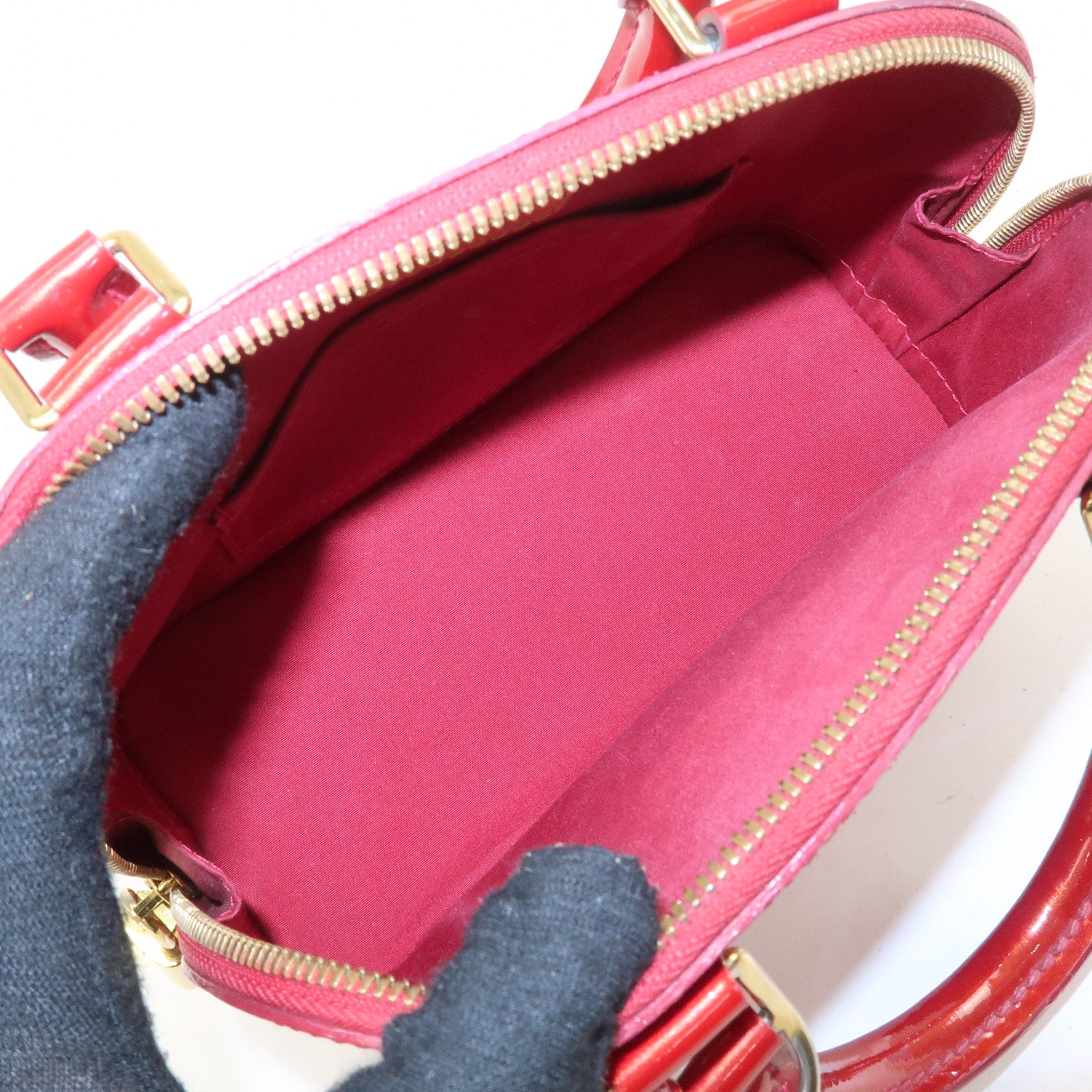 Louis Vuitton Monogram Vernis Alma BB 2Way Shoulder Bag Cerise M90174 Used