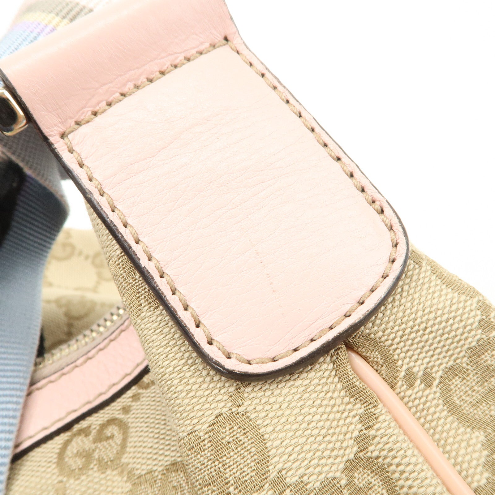 GUCCI GG Canvas Leather Shoulder Bag Crossbody Bag Beige Pink 181092