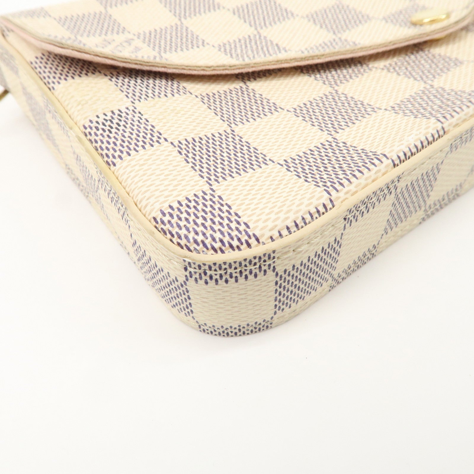 Louis Vuitton Damier Azur Pochette Félicie Clutch Bag Ivory N63106 Used