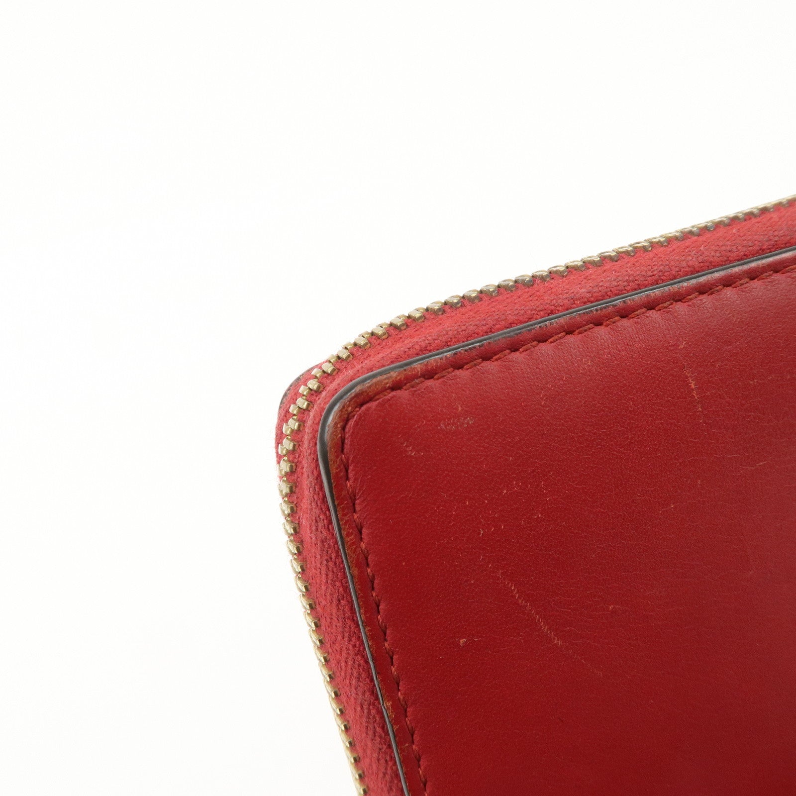 GUCCI Bamboo Leather Round Zippy Wallet Long Wallet Red