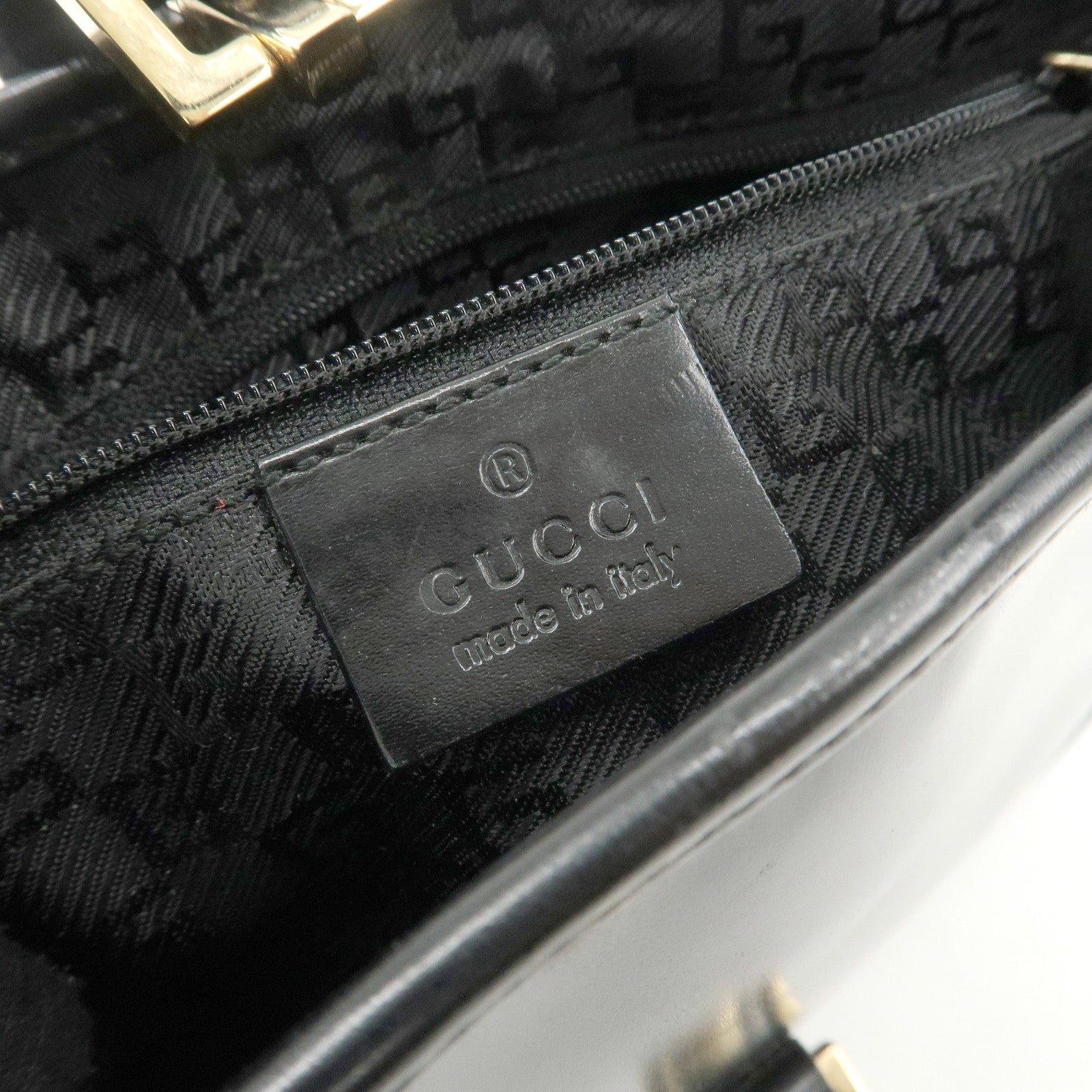 GUCCI Jackie Leather Shoulder Bag Black 001.3306.3444 Used