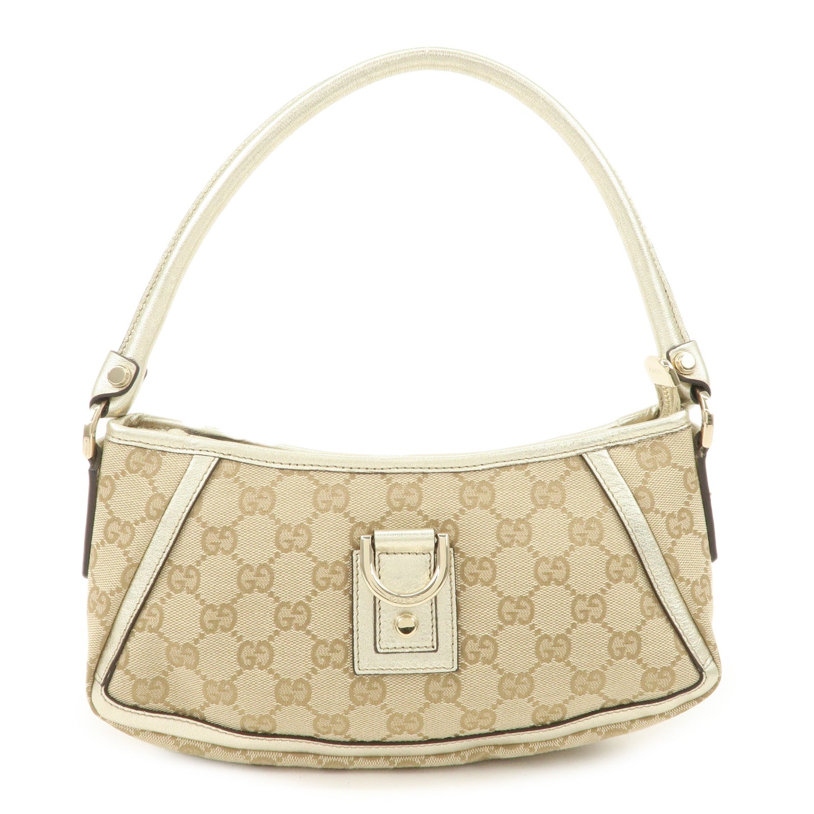 GUCCI Abbey GG Canvas Leather Shoulder Bag Beige Ivory 130939 Used