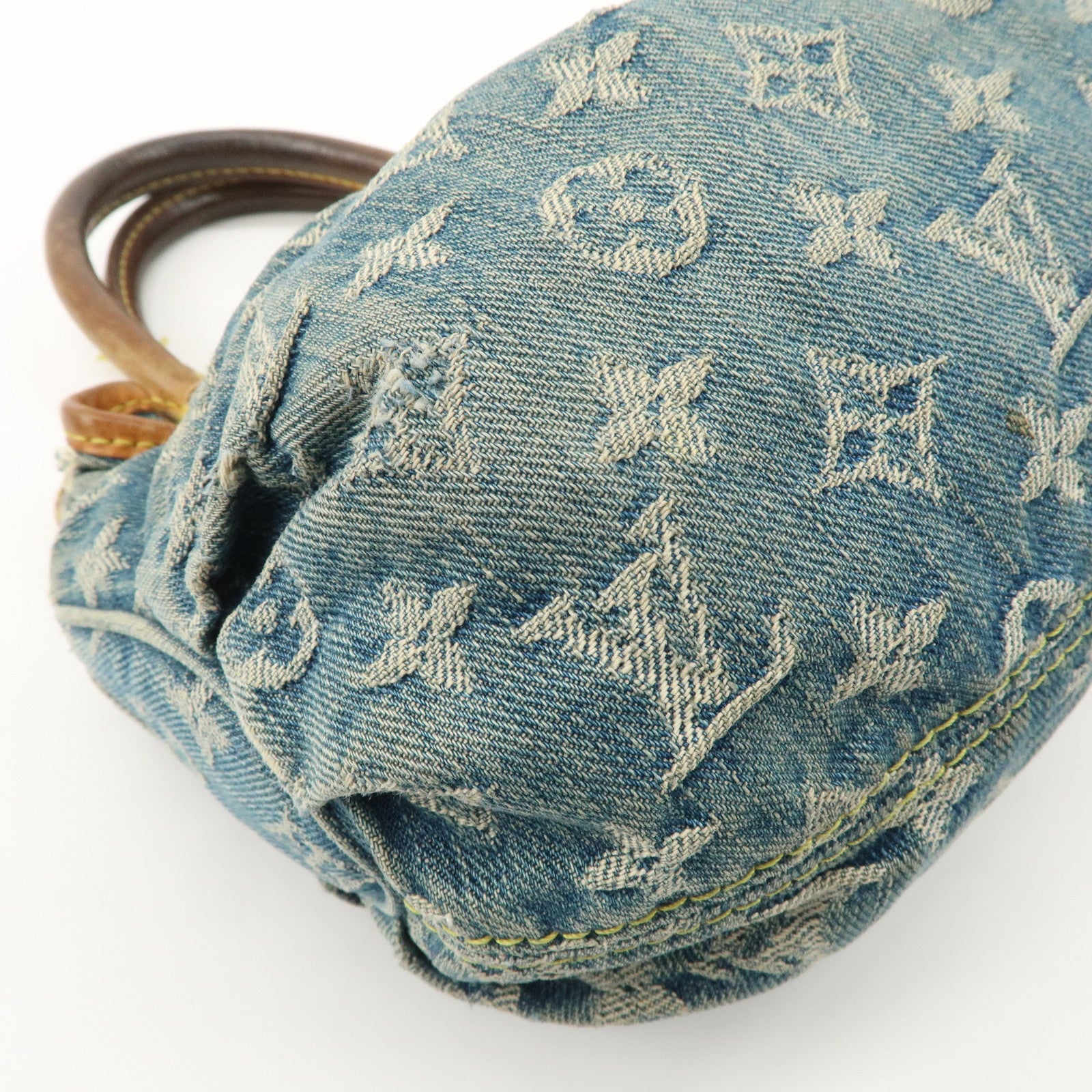 Louis Vuitton Monogram Denim Pleaty Hand Bag Blue M95020 Used