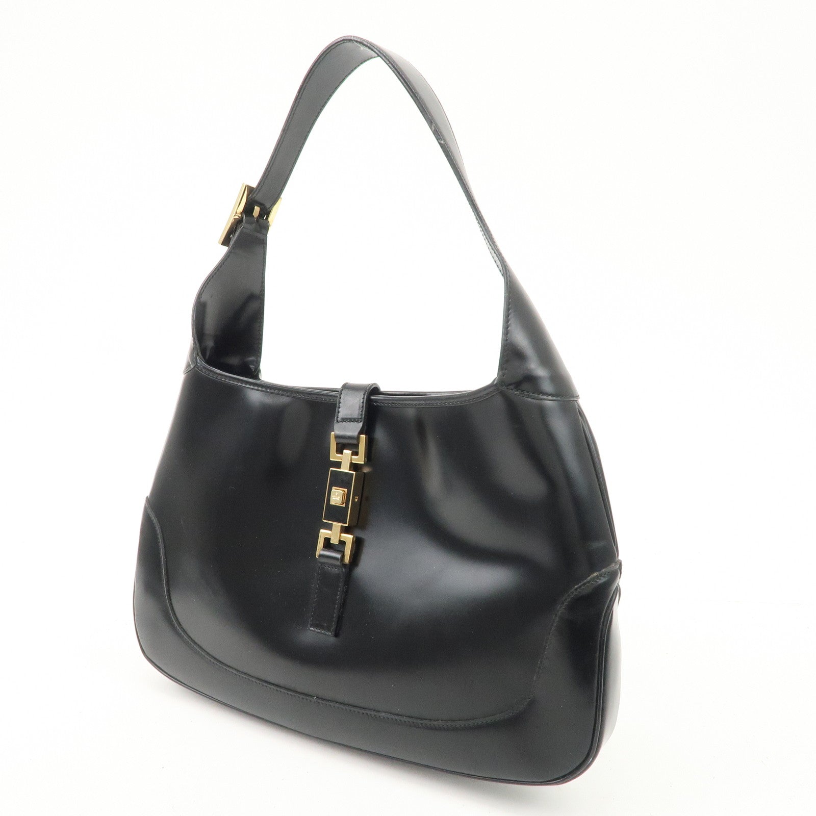 GUCCI Jackie Leather Shoulder Bag Black 001.3306.3444 Used