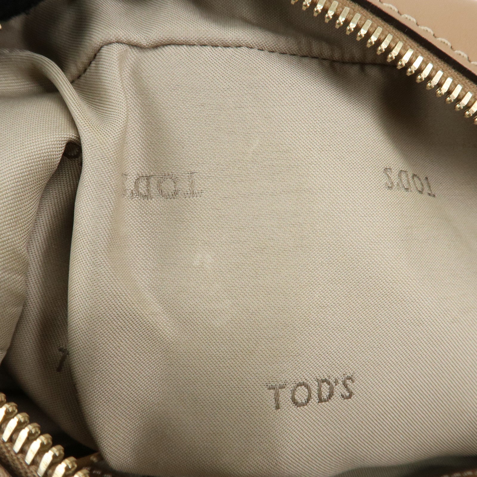 TOD
S Leather Shoulder Bag Boston Bag Hand Bag Beige