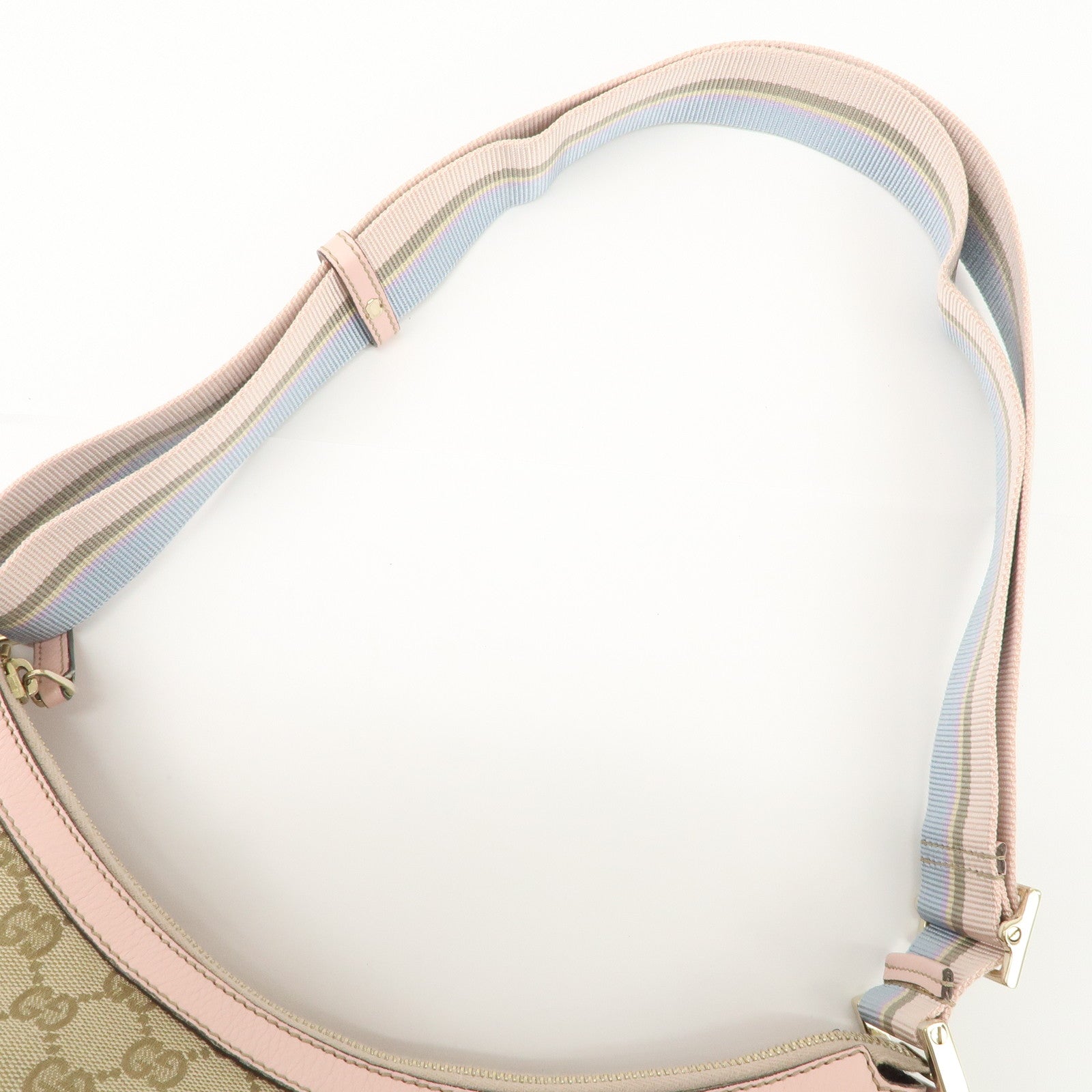 GUCCI GG Canvas Leather Shoulder Bag Crossbody Bag Beige Pink 181092