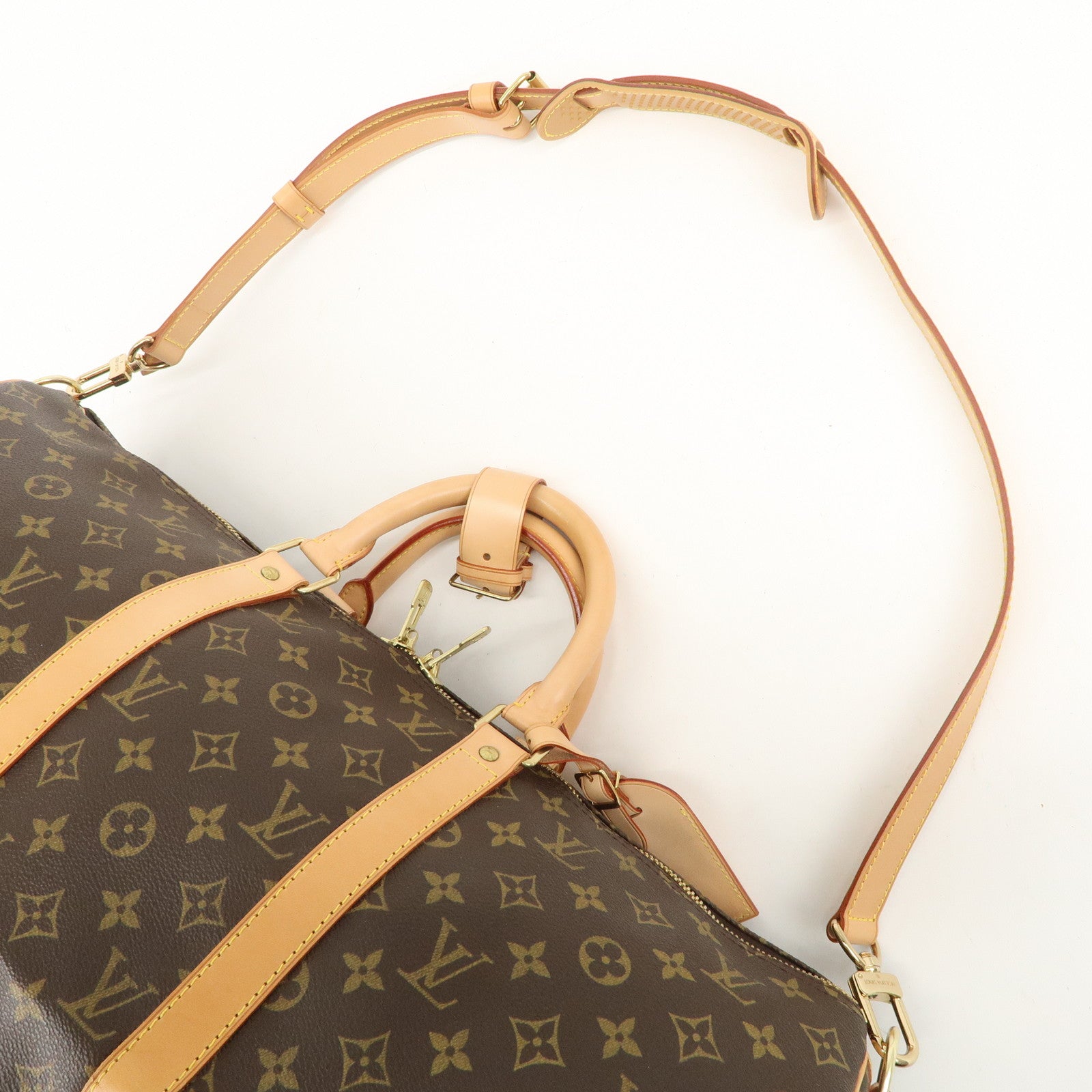 Louis Vuitton Monogram Keep All Bandouliere 50 Boston Bag Brown M41416 Used