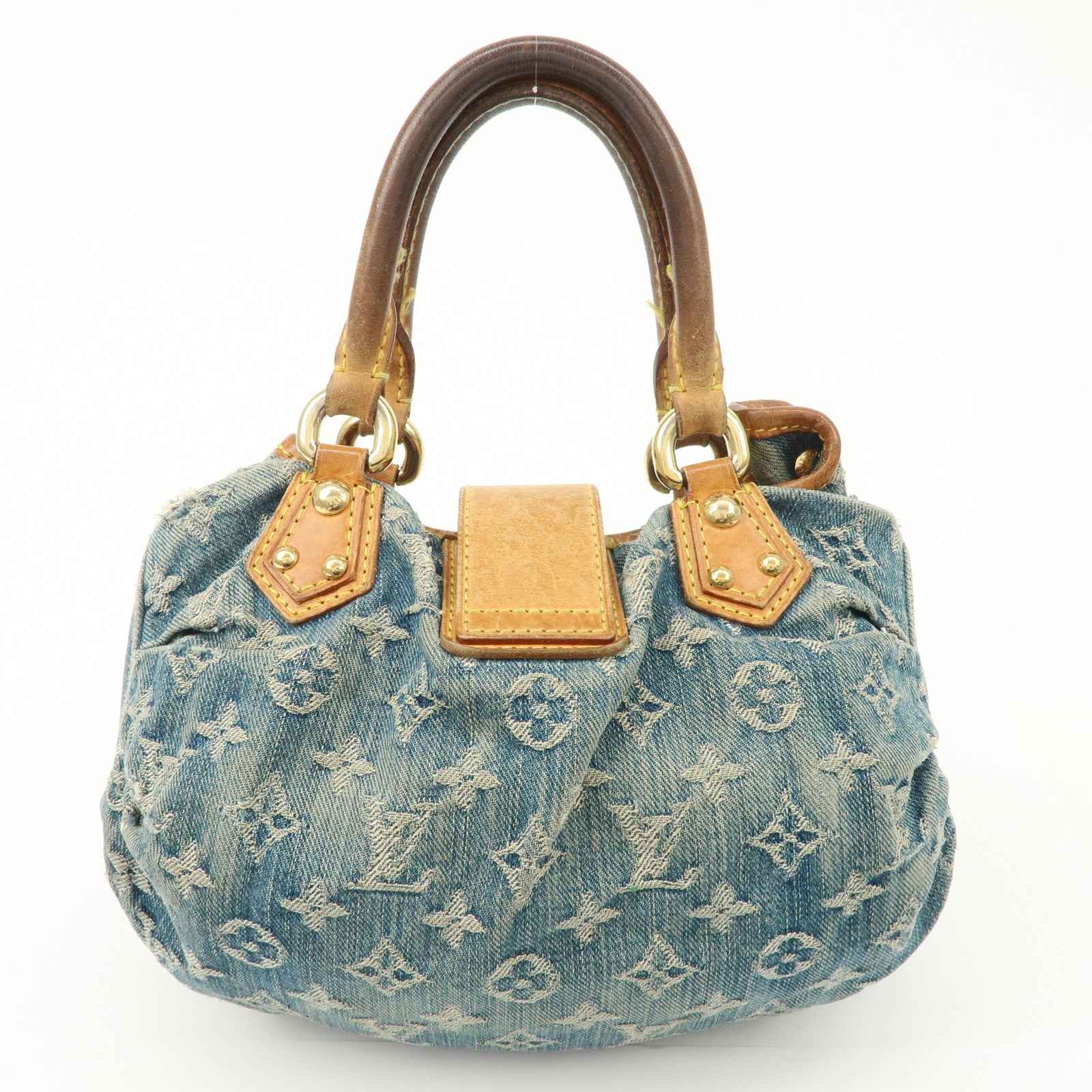 Louis Vuitton Monogram Denim Pleaty Hand Bag Blue M95020 Used