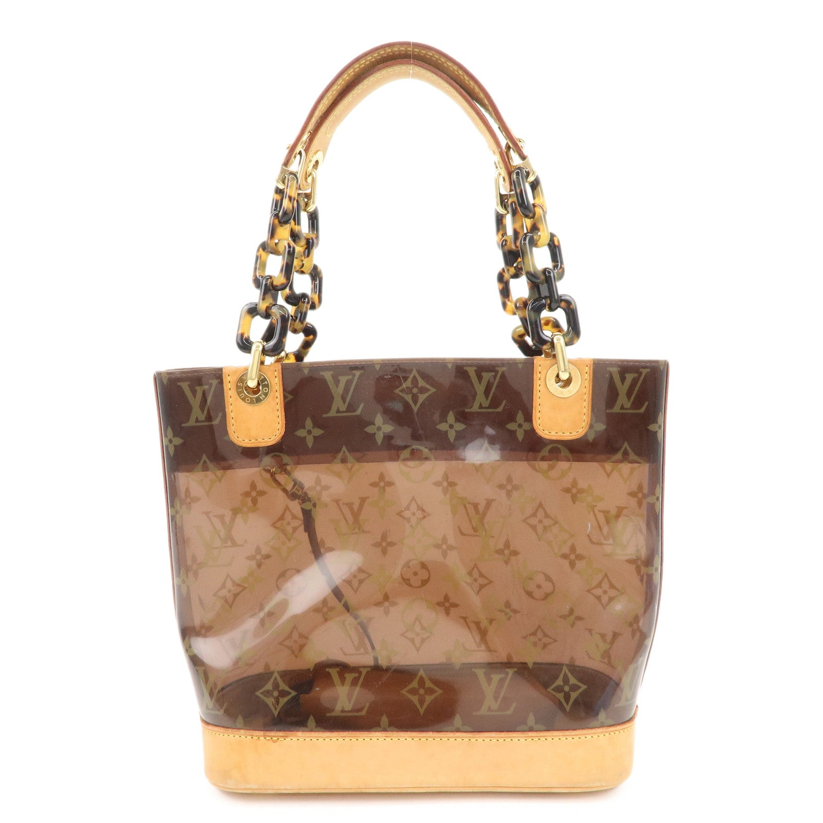 Louis Vuitton Monogram Vinyl Cabas Ambre PM Tote Bag Clear Brown M92502