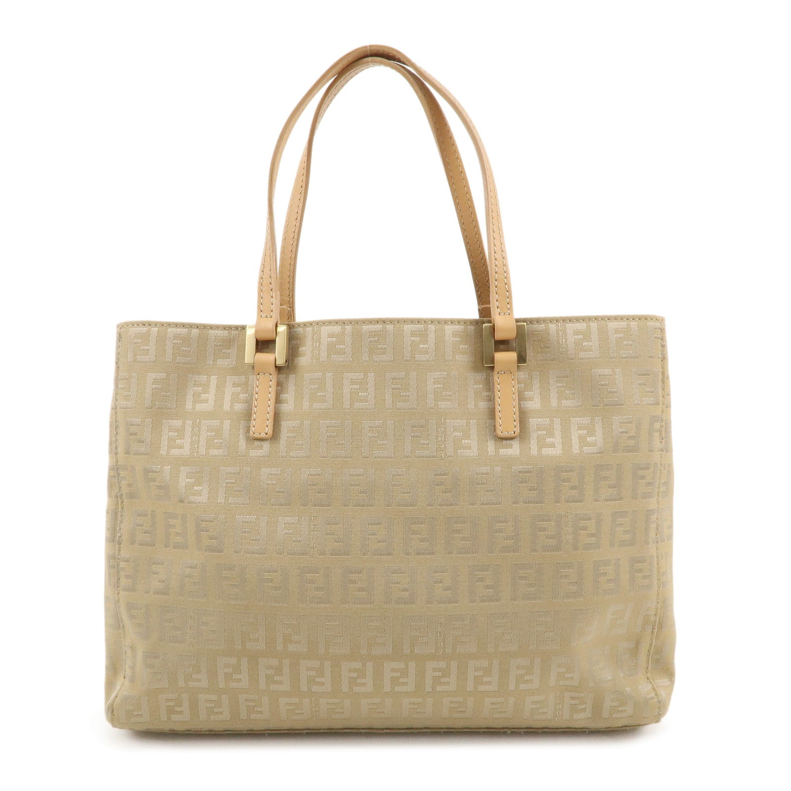 FENDI-Zucchino-Canvas-Leather-Hand-Bag-Tote-Bag-Beige-8BH072