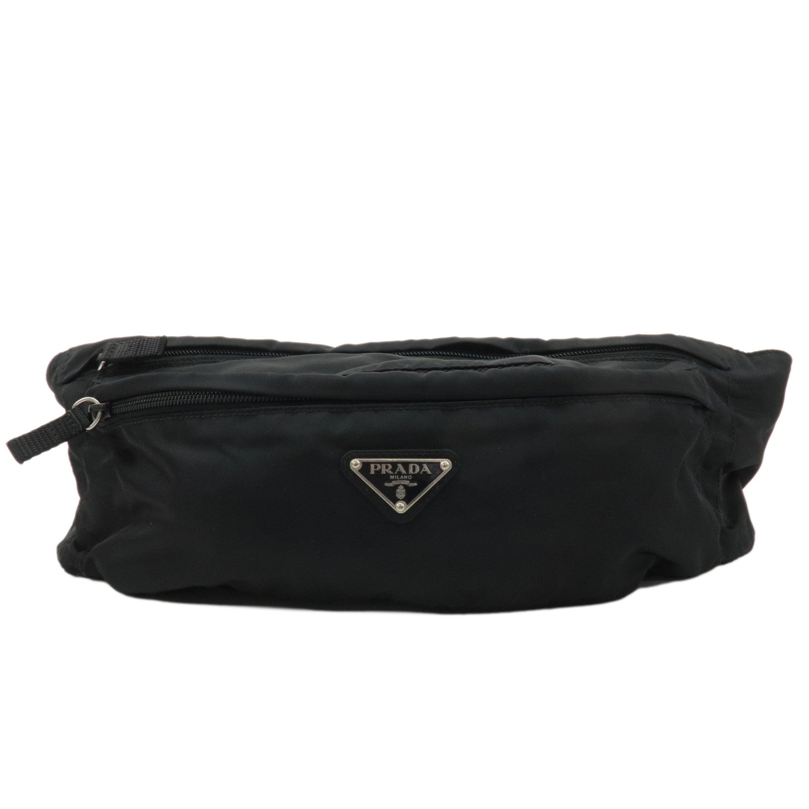 PRADA-Logo-Nylon-Waist-Bag-Waist-Pouch-Black-2VL034