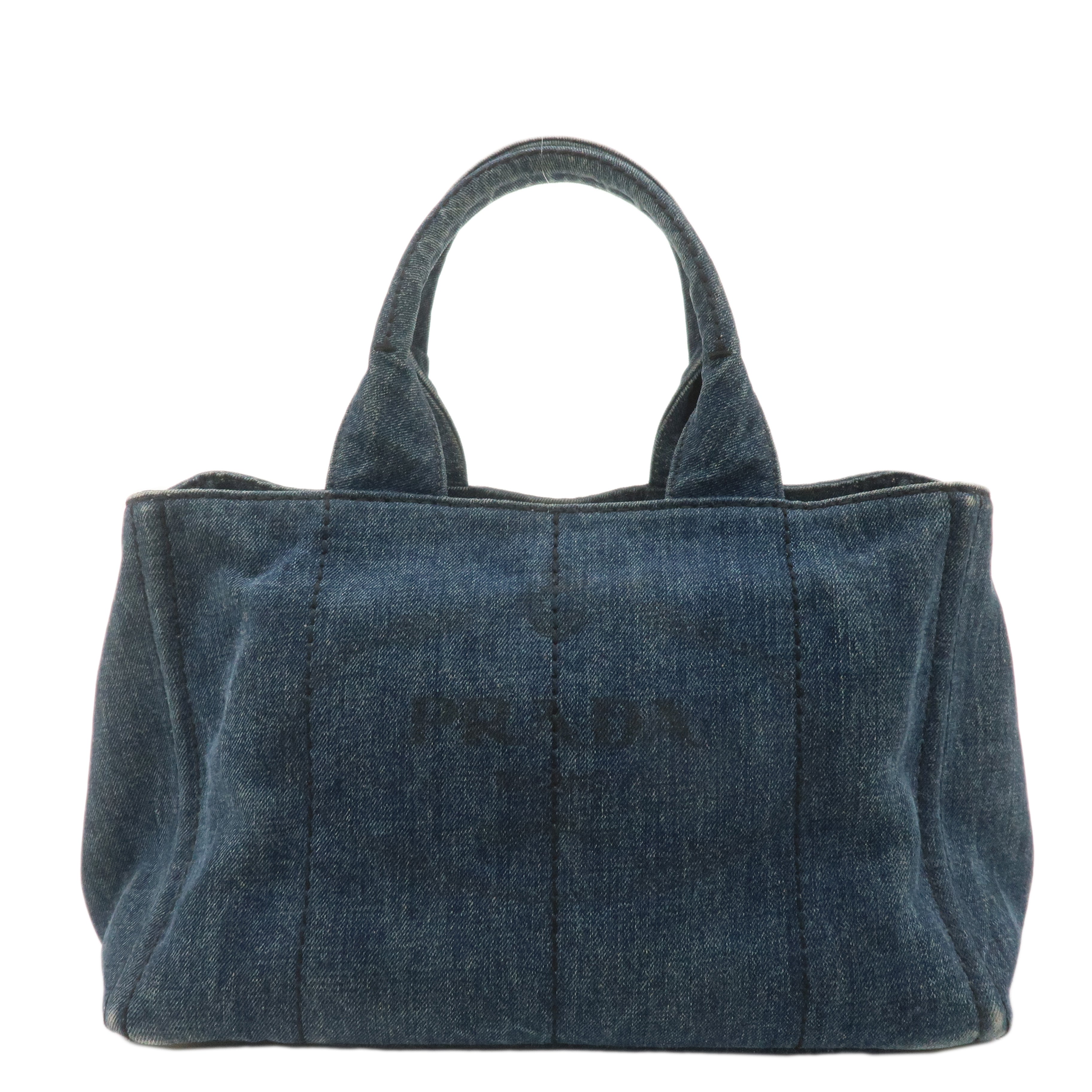 PRADA-Canapa-Denim-Tote-Bag-Hand-Bag-Denim-Blue-B1877B