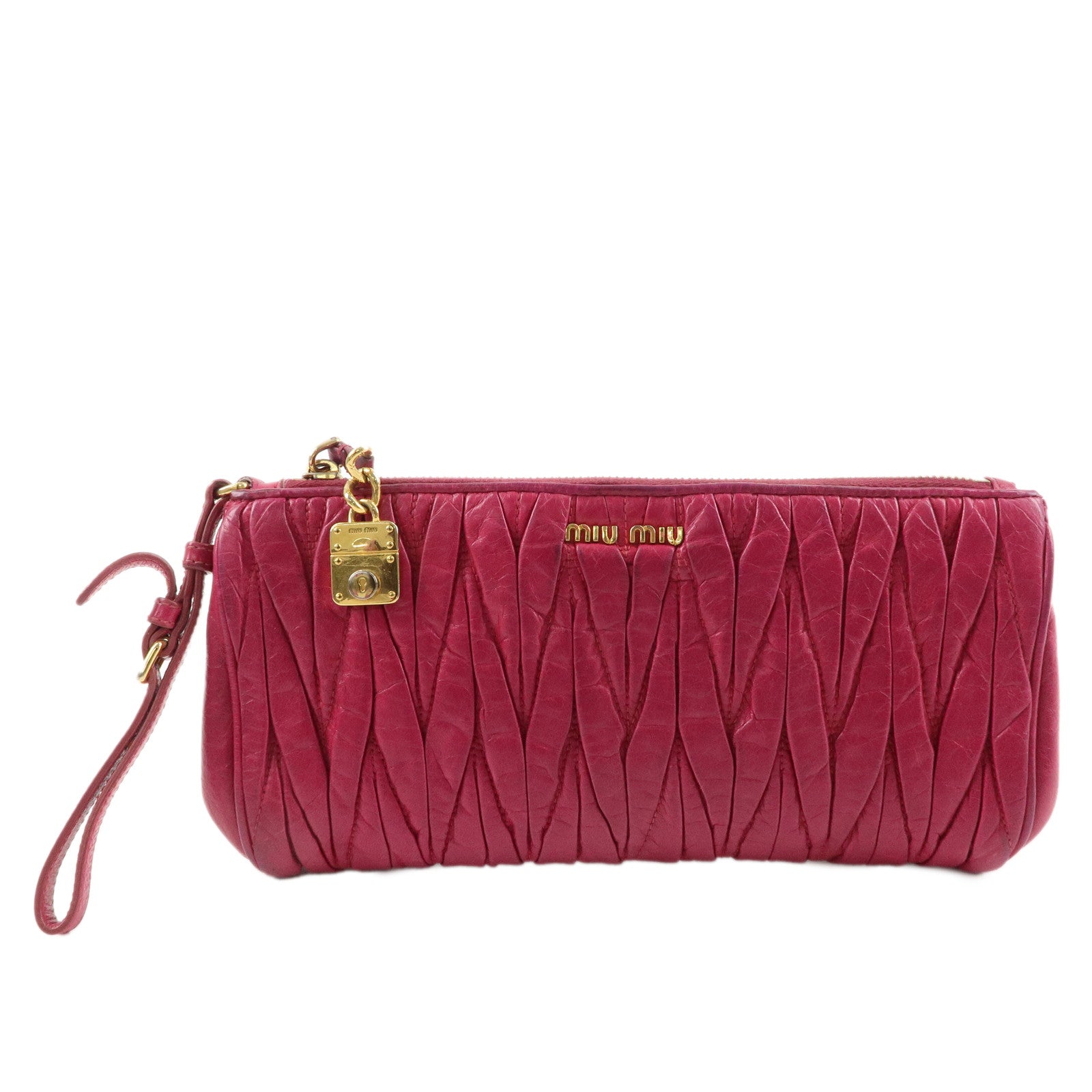 MIU-MIU-Matelasse-Leather-Pouch-Clutch-Bag-Pink-5N1455