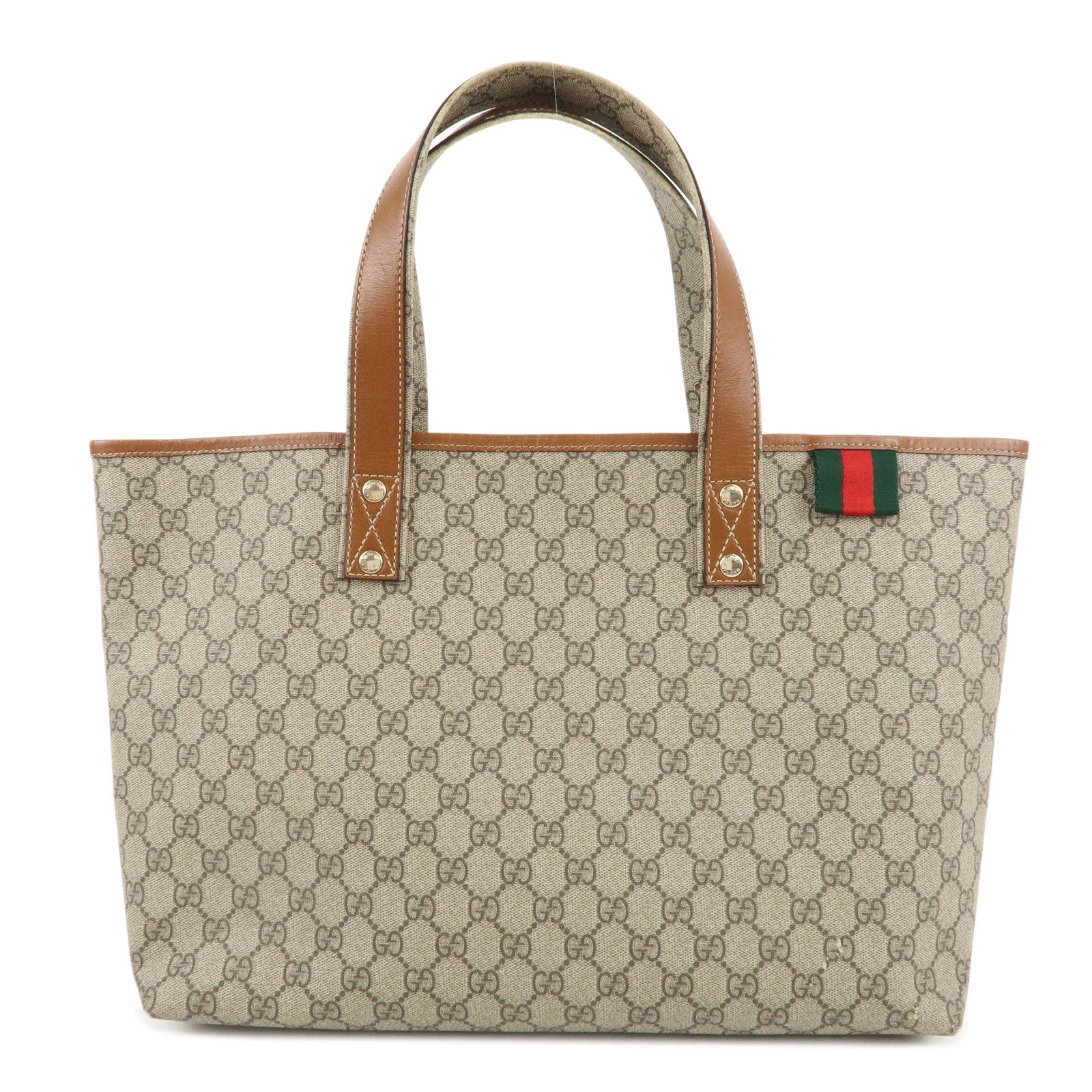 GUCCI-GG-Supreme-Leather-Tote-Bag-Hand-Bag-Beige-Brown-211134