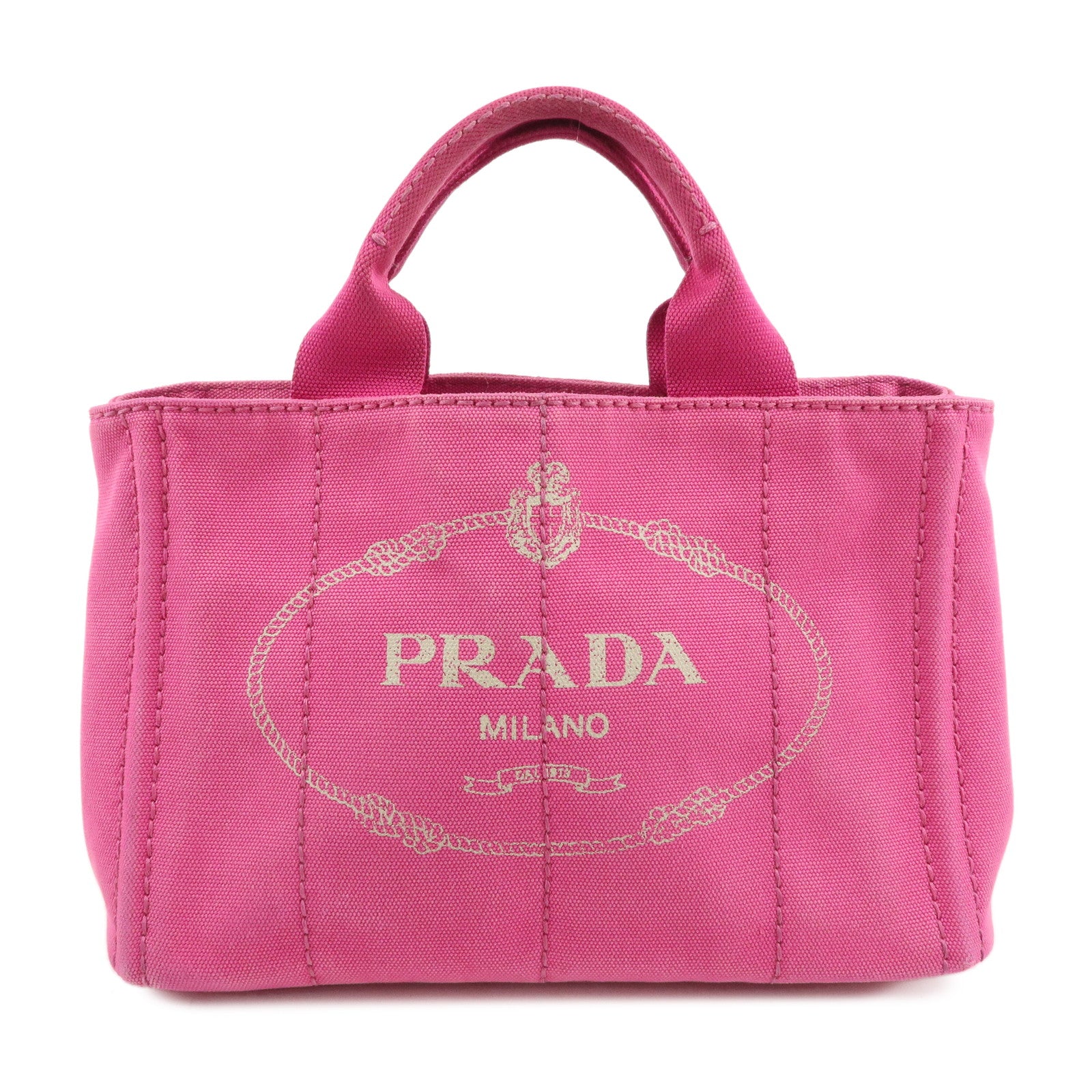 PRADA Canapa Mini Canvas Tote Bag Hand Bag Pink BN2439