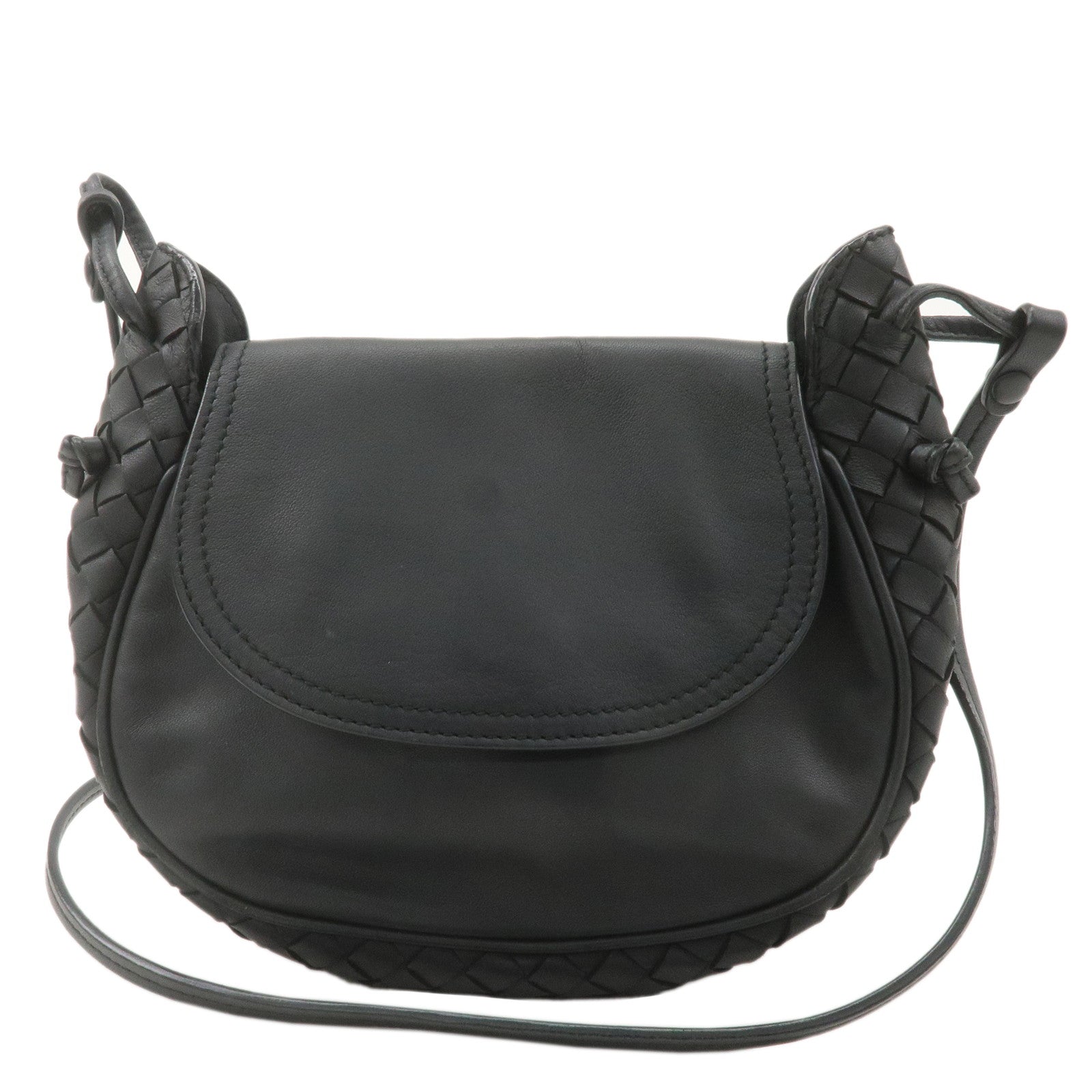 BOTTEGA-VENETA-Intrecciato-Leather-Shoulder-Bag-Black-536228