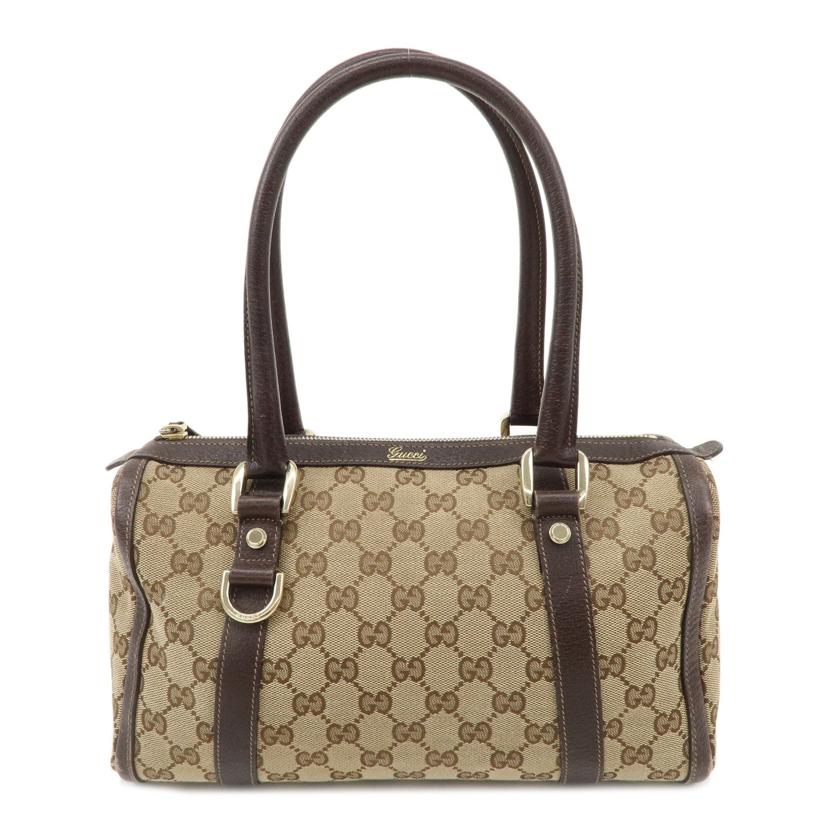 GUCCI Abbey GG Canvas Leather Mini Boston Bag Beige Brown 130942